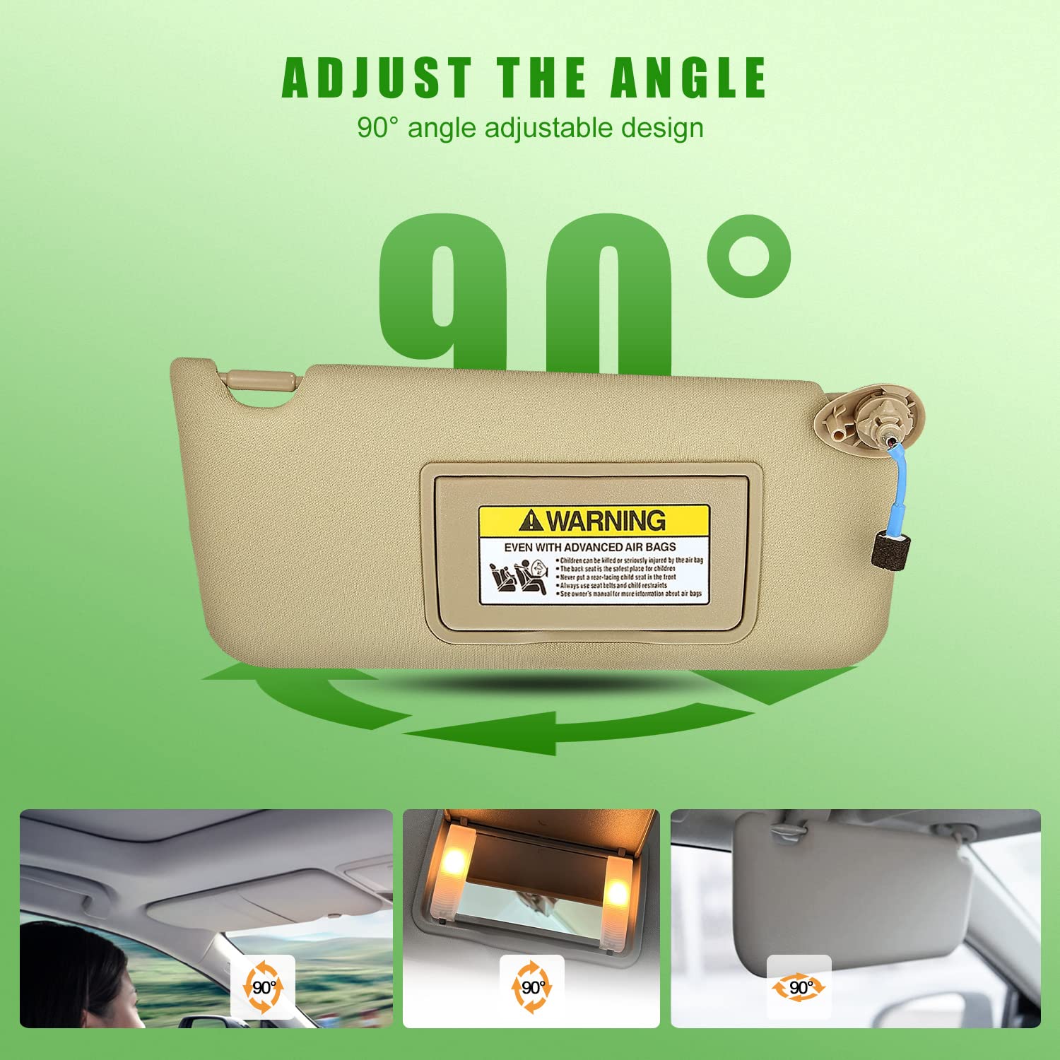 Passenger Right Side Sun Visor For Honda Accord 2008 2009 2010 2011 2012 2013 2014 2015 2016 2017 Replacement Assembly 83230Ta0A