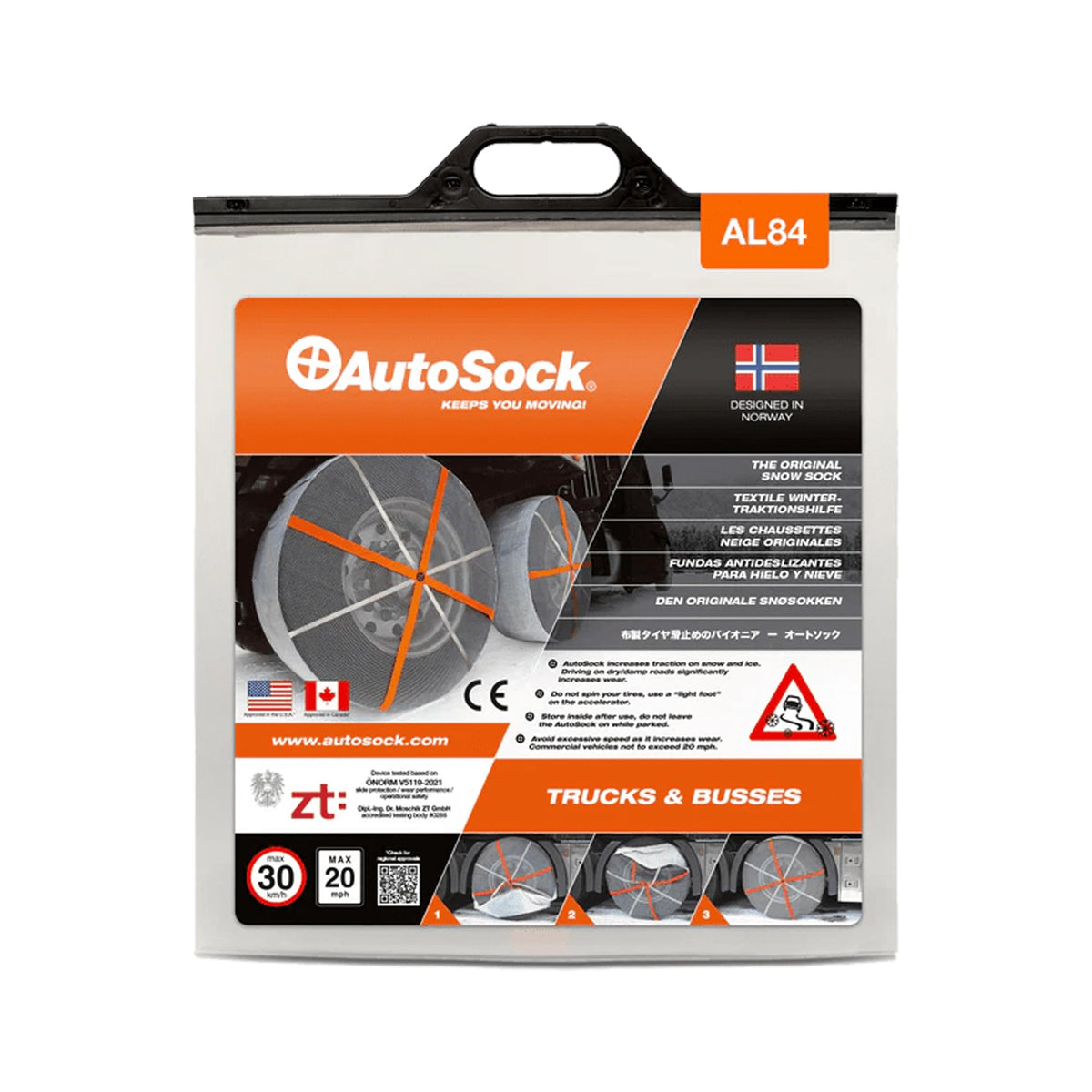Autosock Al84, Snow Socks For Tires, Pack Of 2