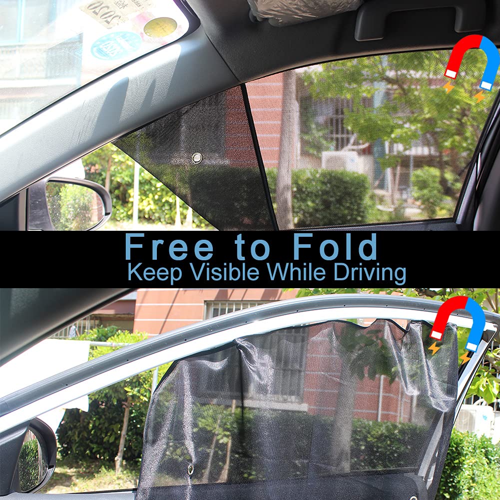 Ovege Car Side Window Sun Shade Mesh Suction Magnetic Car Curtain Uv Protection (Semi-Transparent, Front Seat 2Pcs-)