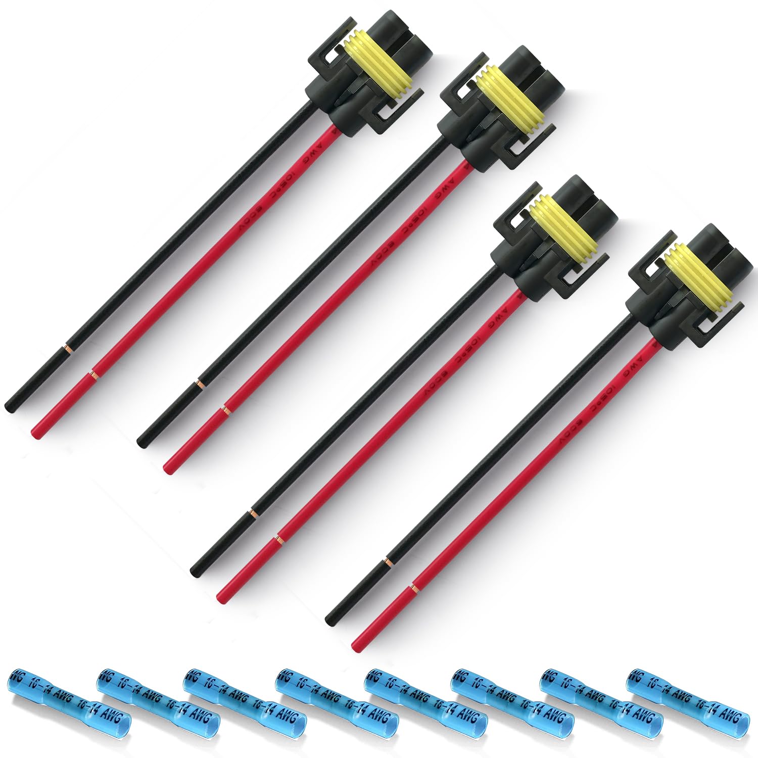 H11 Pigtail Socket H11 H9 H8 880 881 Female Nylon Adapter Wiring Harness Connector For Headlights/Fog Lights Retrofit(Pack Of 4)