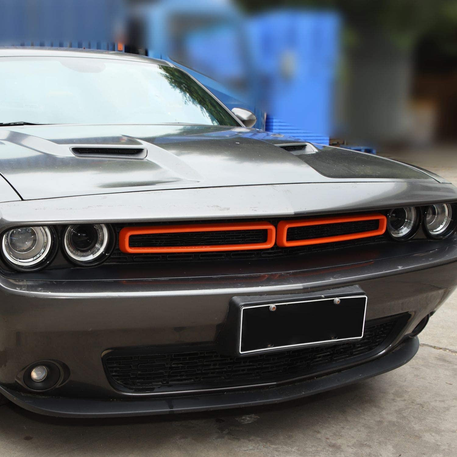 Voodonala For Challenger Front Grille Inserts For 2015-2023+ Dodge Challenger Exterior Accessories, Abs Orange 2Pcs