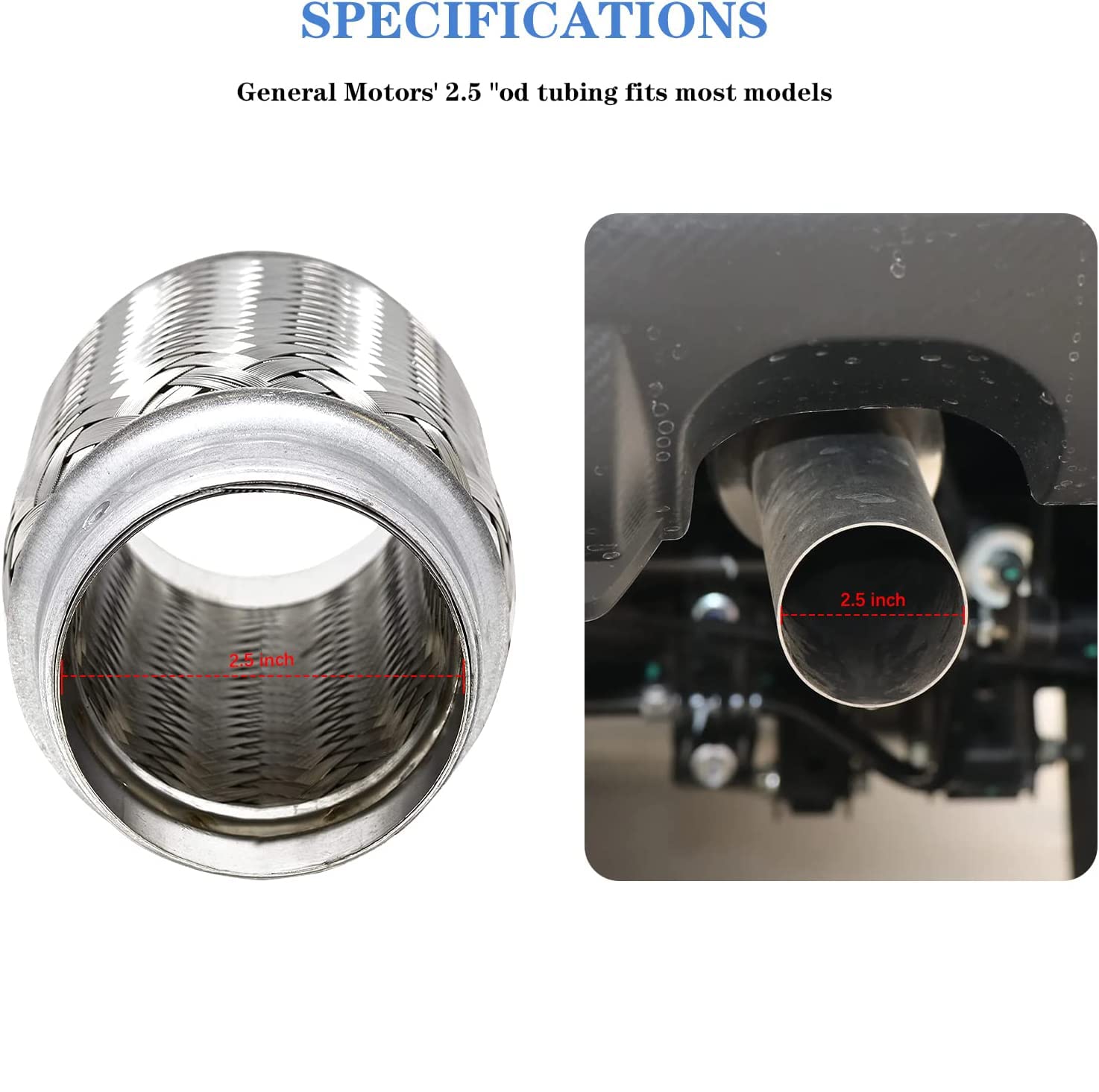 Rp Remarkable Power, Rk7516-2.5'' X 6'' Heavy Duty Stainless Steel Exhaust Flex Pipe, 2 Pack