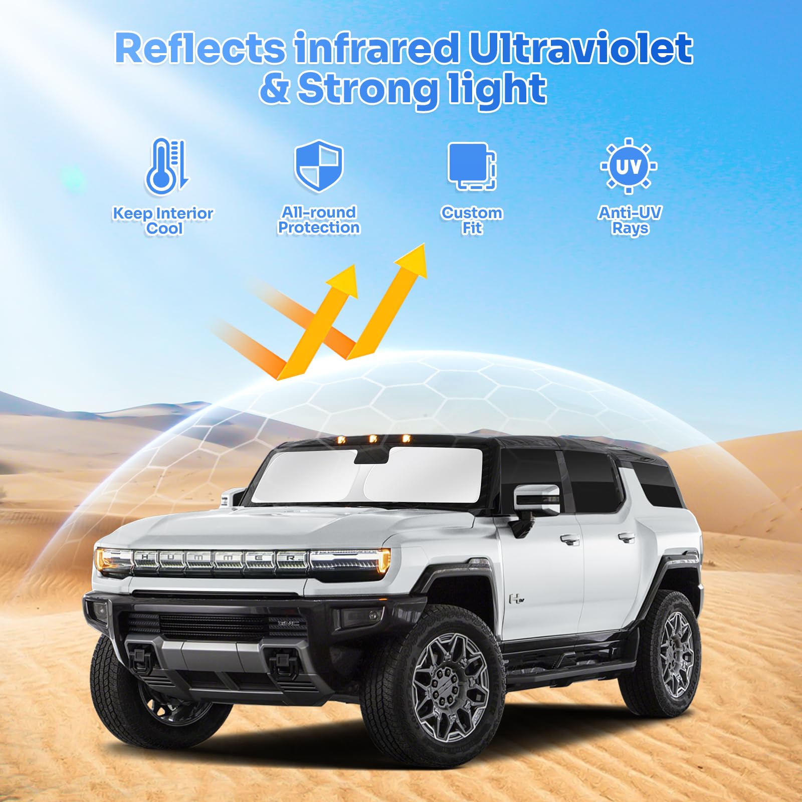 Canvcle Sunshades For 2022-2025 Gmc Hummer Ev Accessories Windshield Sun Shade Side Rear Window Shade Cover Sun Visor Shield Pri