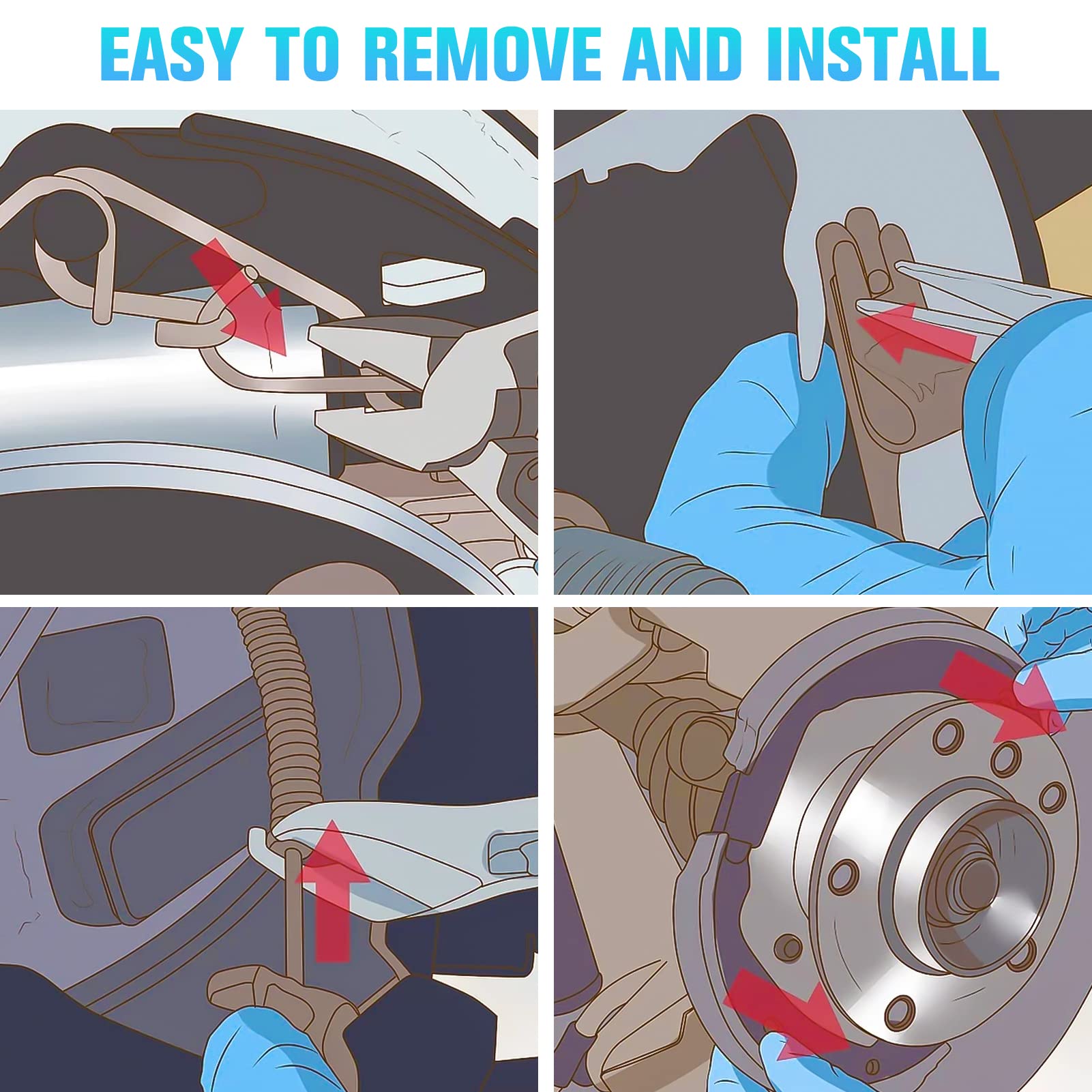 Front Brake Pads Rear Brakes Shoes for Honda Rubicon 500 TRX500 FA/FAA 2005-2014, FGA GPScape 2005-2008, Foreman 500 2x4 4x4 FE