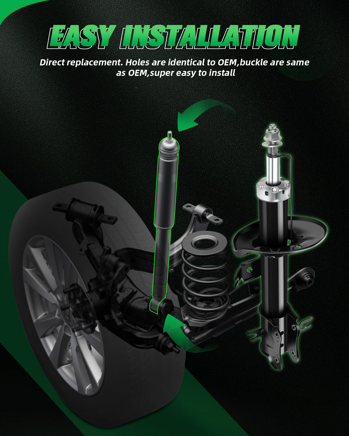 Front Auto Shocks and Struts,SCITOO Gas Struts Shock Absorbers Fit for 2004-2008 2009 2010 2011 for Chevy Aveo,2006-2009 for Che