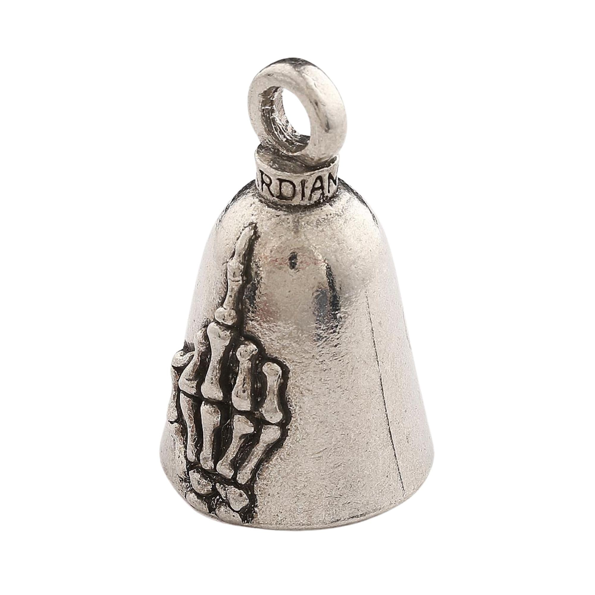 Guardian Bell Middle Finger Bell Good Luck Bell W/Keyring & Black Velvet Gift Bag | Motorcycle Bell | Lead-Free Pewter | Good Lu