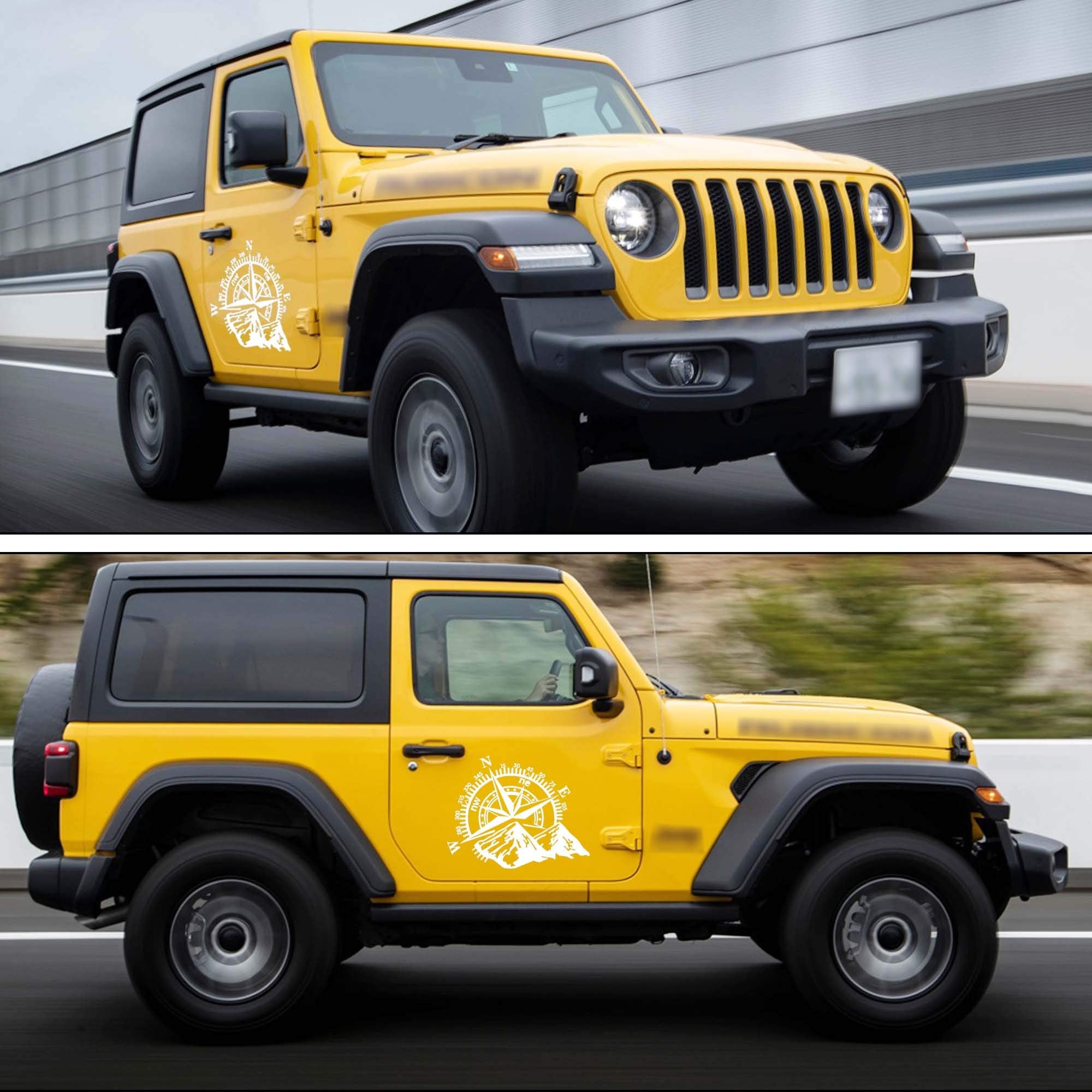 TOMALL 21''x17.3'' Mountain Compass Stickers Decal for Car Hood Auto Compass Graphics Stickers for SUV Off-Road Vehicles Car Bod