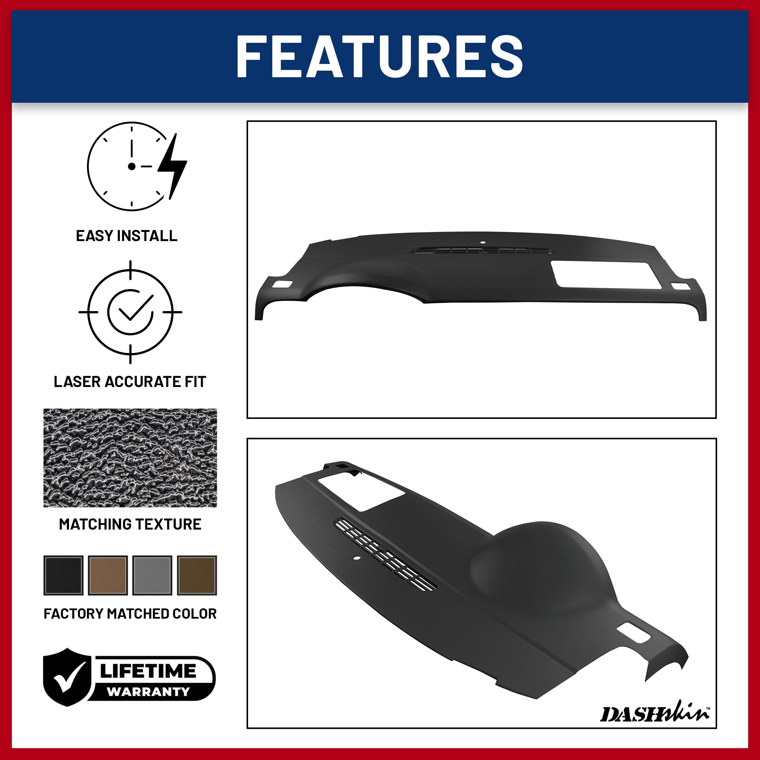 Dashskin Usa American Made Dash Cover Cap Compatible With 07-14 Tahoe Suburban Yukon Avalanche - Easy Cracked Dash Fix - W/O Spe