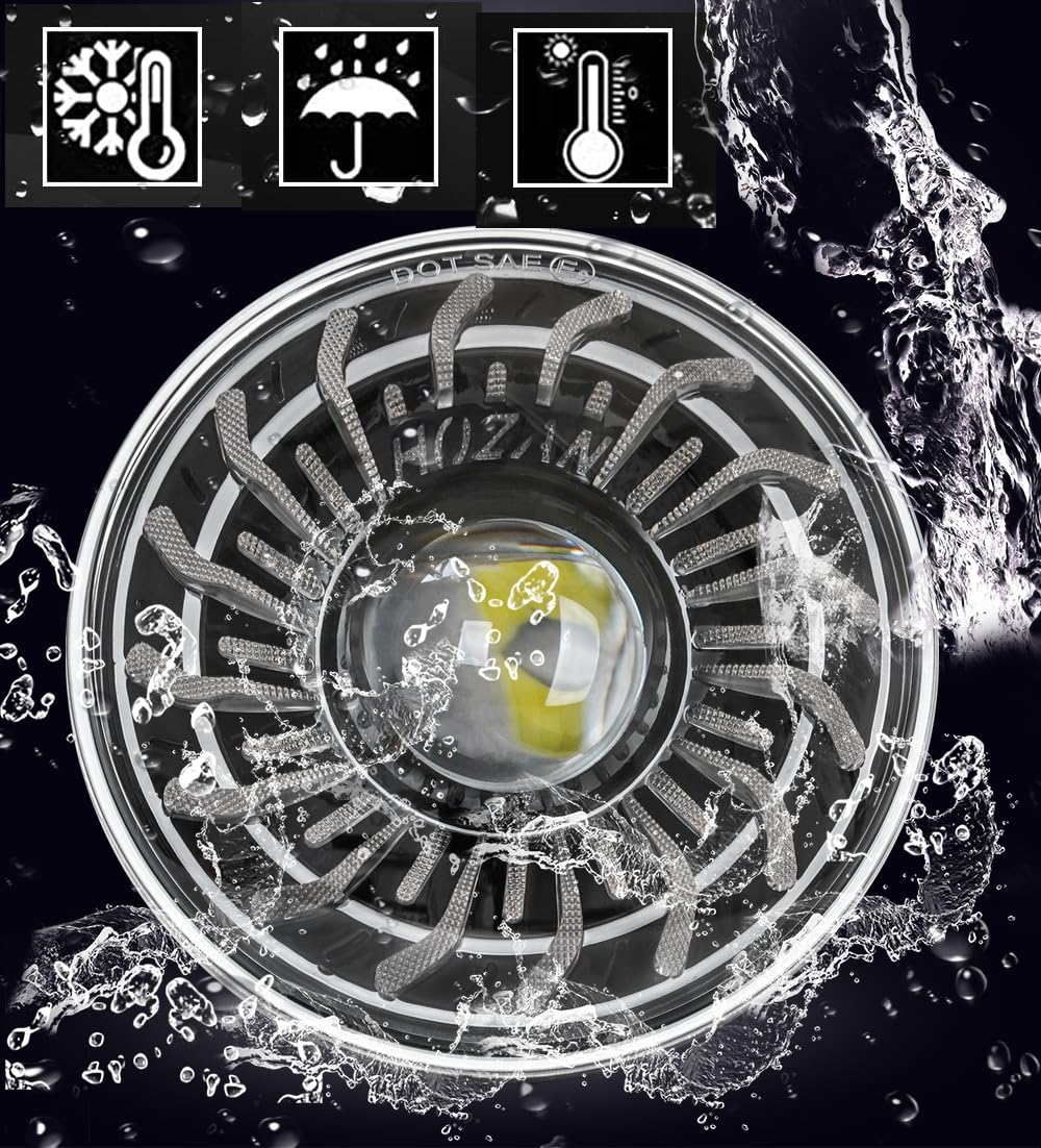 SINLIRU 5.75inch 5-3/4 Black LED Motorcycle Headlight Whirlwind White/Amber DRL Start-up Gradient Welcome Halo Head Light with M