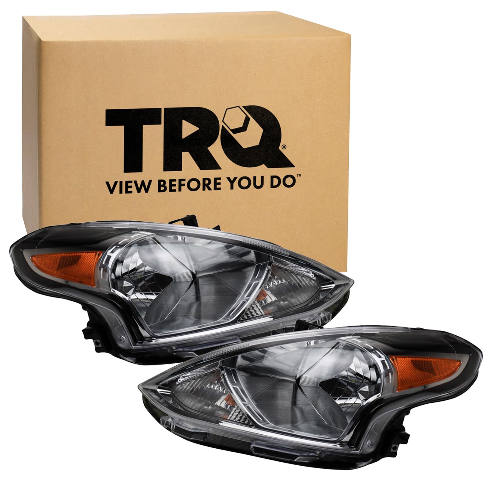 Trq Driver & Passenger Side Headlight Assembly Set Headlights Driver & Passenger Side Compatible With 2015-2019 Nissan Versa Ni2