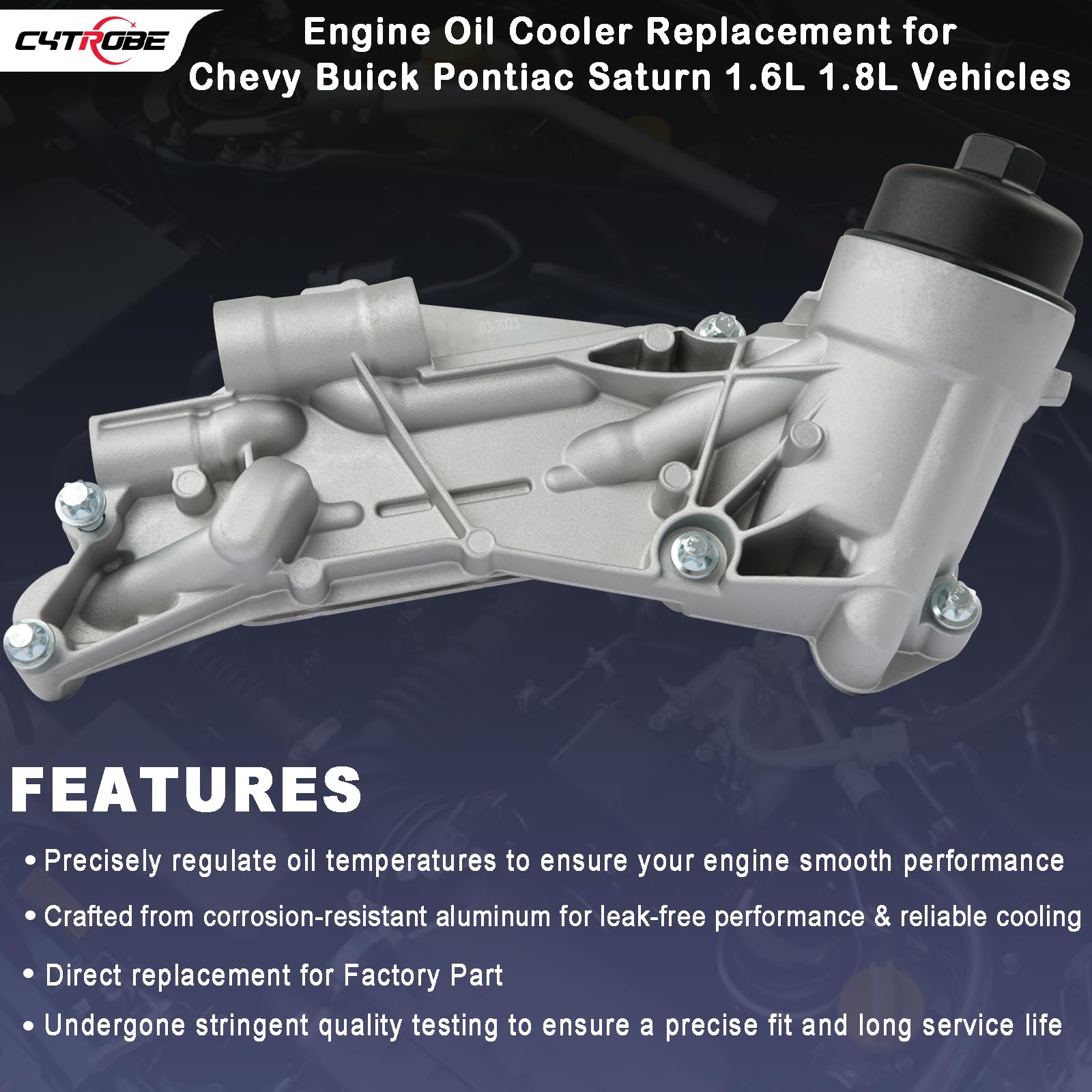 Engine Oil Cooler Filter Housing Assembly Adapter with Gasket, Insert, Cap Compatible with 2008-2019 Chevy Cruze Sonic Malibu Av