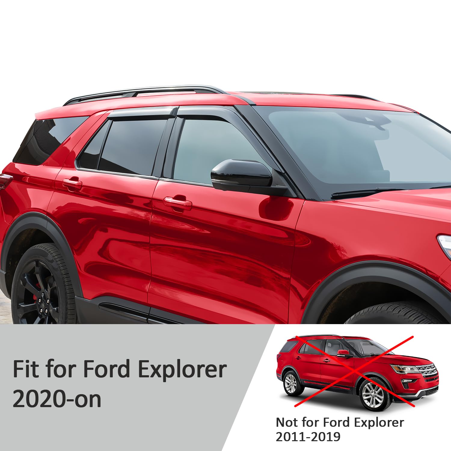 Voron Glass Tape-On Extra Durable Rain Guards For Ford Explorer 2020-2025, Window Deflectors, Vent Window Visors, 4 Pieces - 120