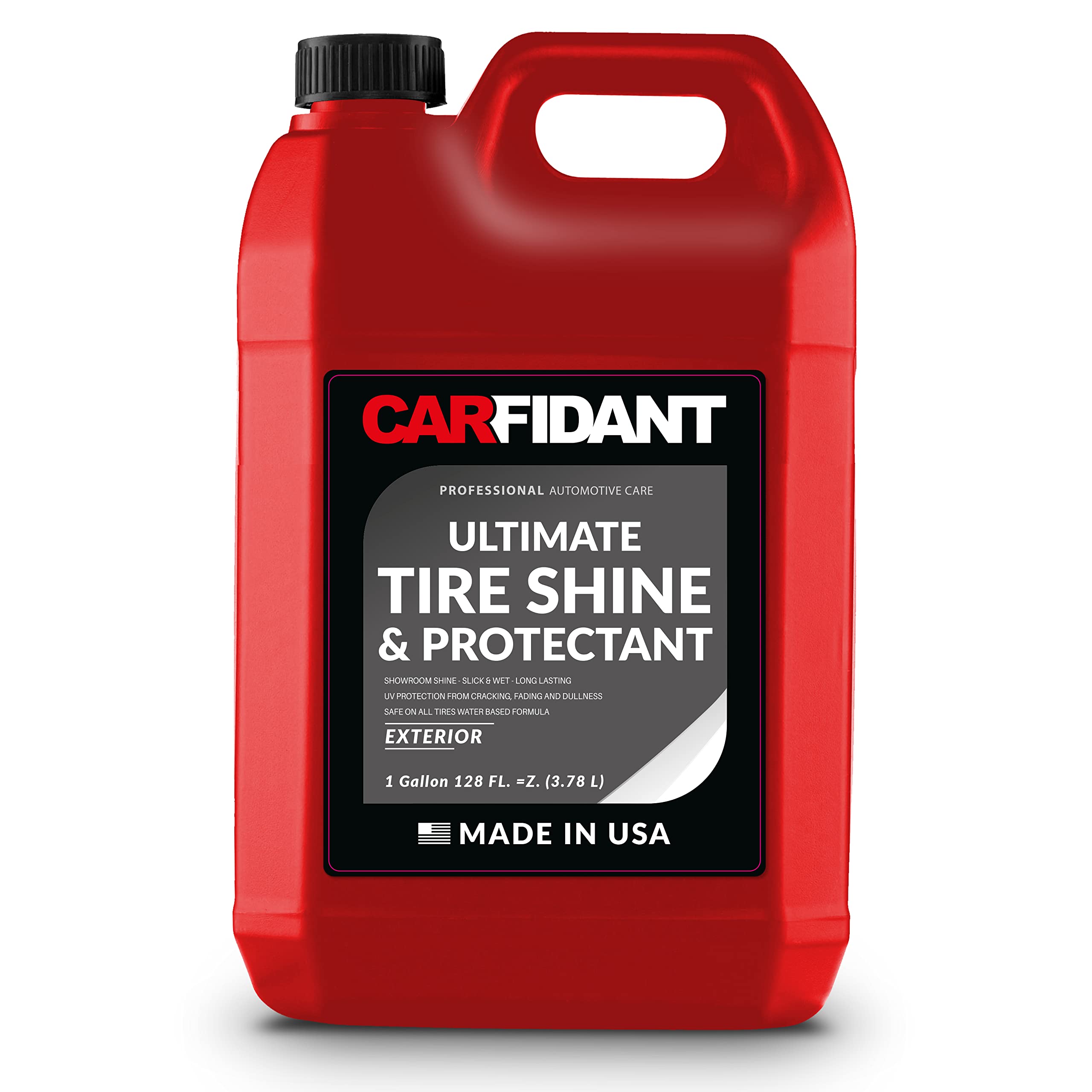 Carfidant Car Tire Shine Gallon - Tire Dressing & Rubber Protectant - Dark, Wet Look With No Grease And No Sling! - 128 Fl Oz