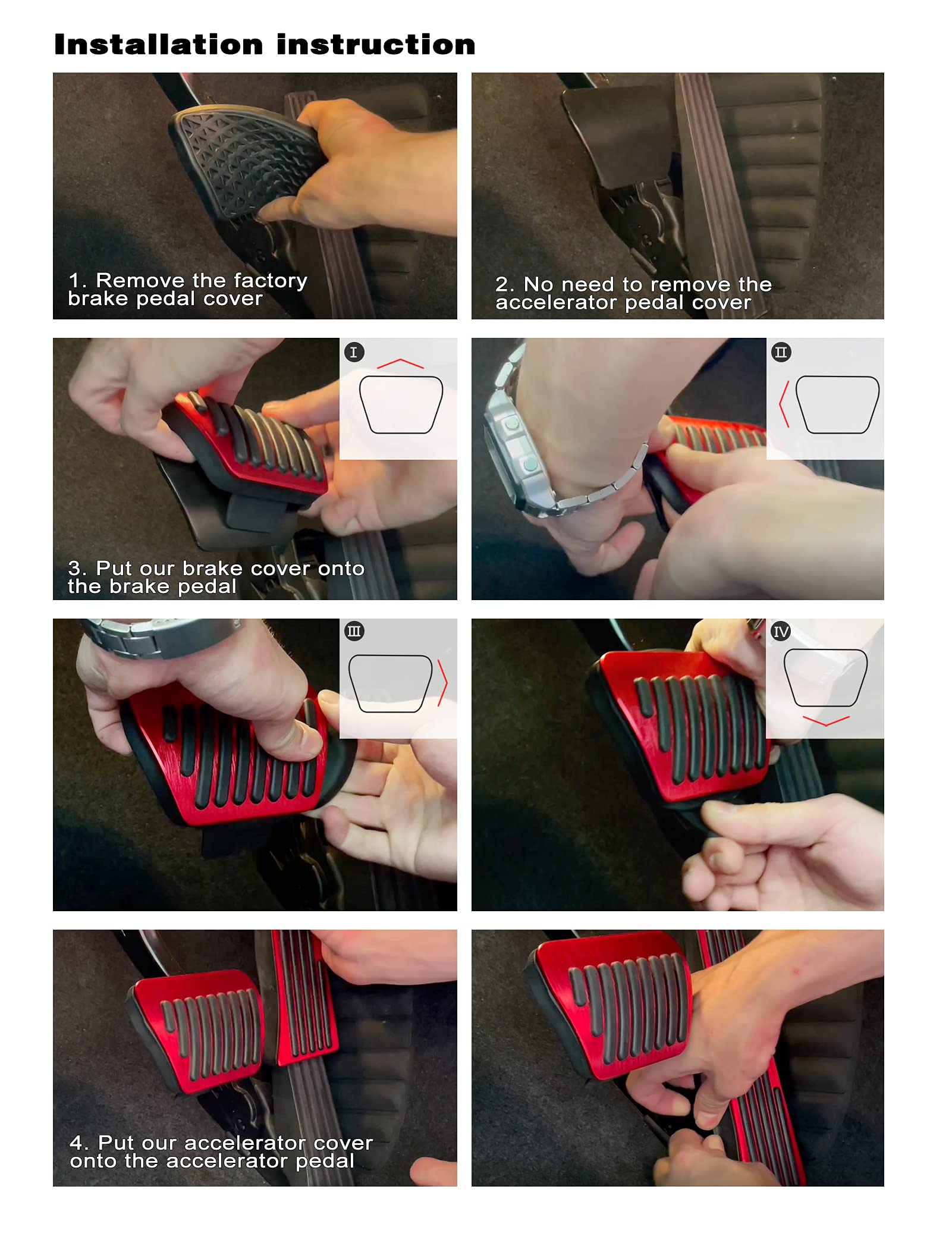 Cke For 8Th Gen Camry Compatible With Toyota Camry Rav4 Avalon Highlander Sienna Venza Bz4X Prius Crown For Lexus Es Ls Car Pedals Foot Pedal Covers Brake And Gas Pedal Pads -Red