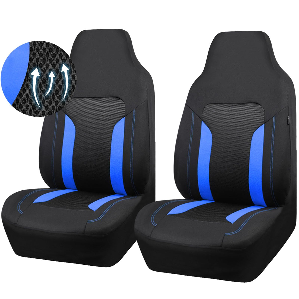 Car Pass Bucket Car Seat Cover, Breathable 3D Air Mesh-100% Sporty Fabric Front Seats, Airbag Compatible, Universal Fit Auto Suv