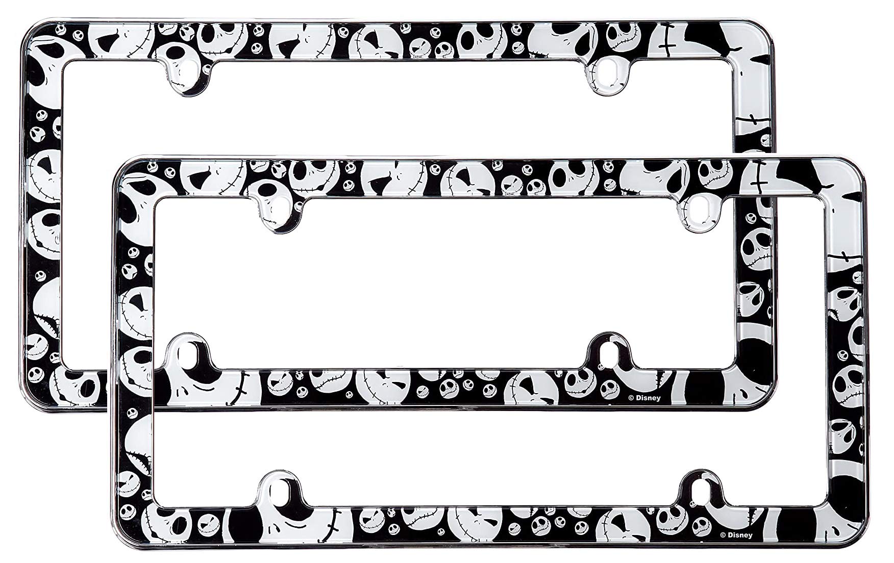 Nightmare Before Christmas Jack Skellington License Plate Frame 2-Pack Bundle | Durable Plastic Design for Cars & Trucks | Inclu