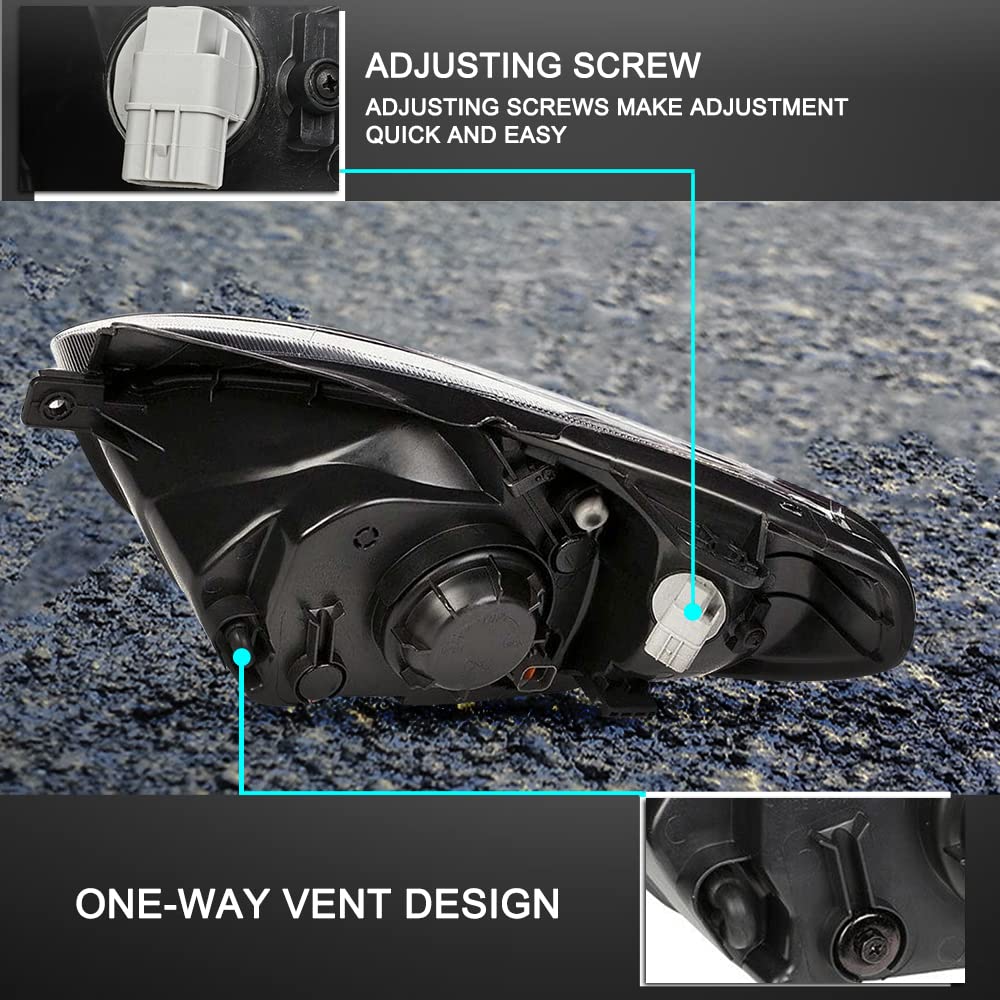 Bingbingmotor Bryght Headlight Assembly Fit For 2007-2011 Hyundai Accent Passenger And Driver Side Halogen Replacement Oe Headla