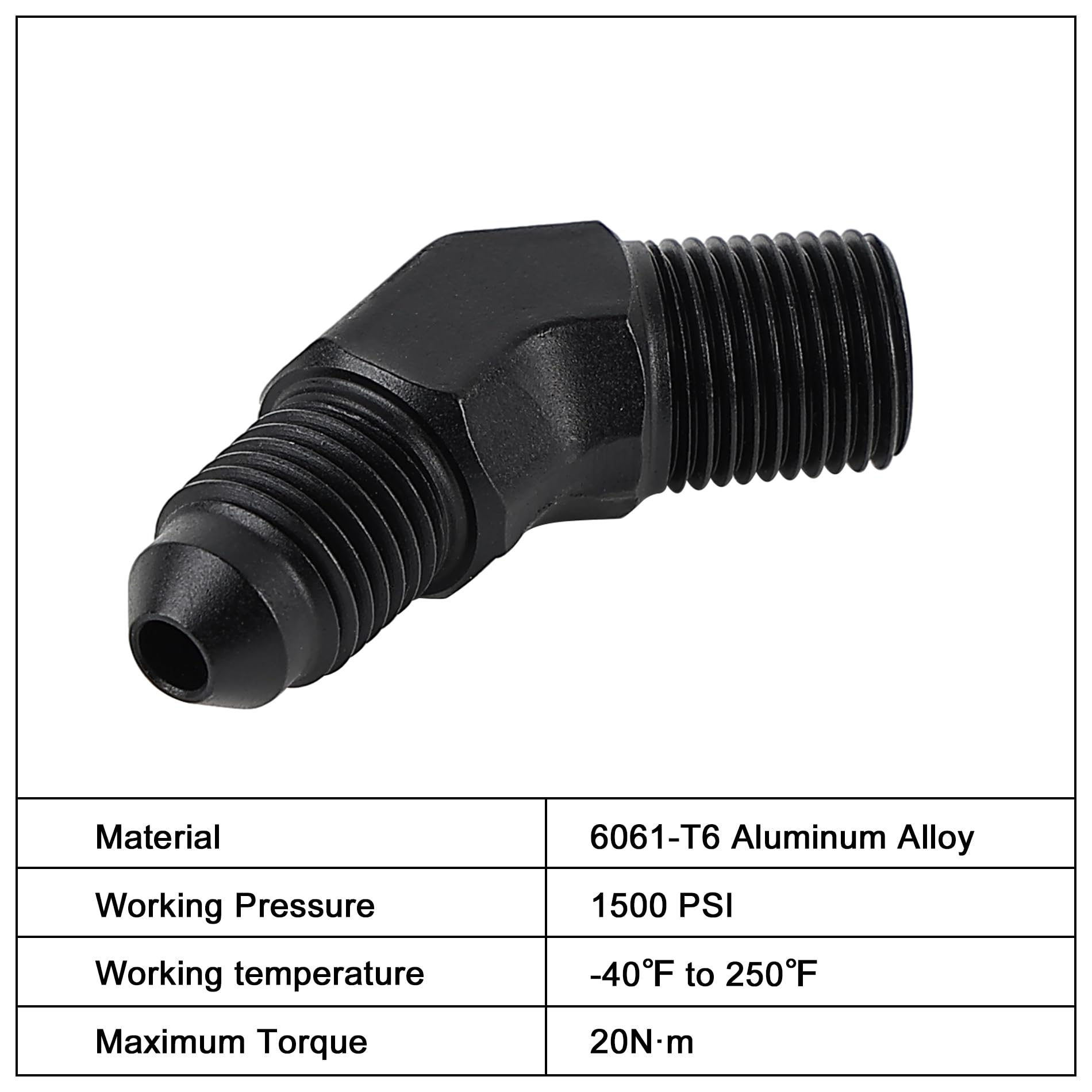 Evil Energy 3An Male Flare To 1/8'' Npt Pipe 45 Degree Fitting Adapter Aluminum Black