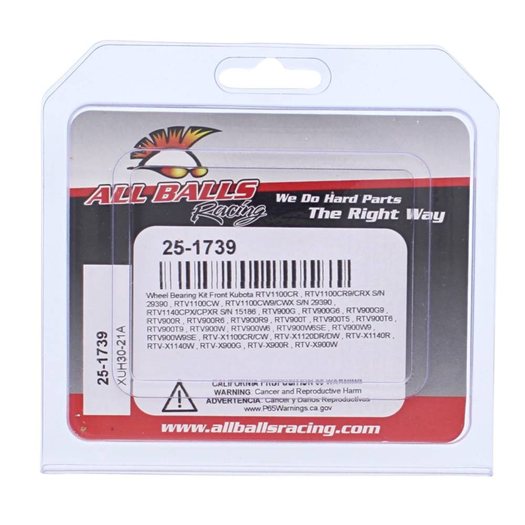 All Balls Wheel Bearing Kit 25-1739 For Kubota Rtv-X 900 R 00, Rtv-X 900 W 00