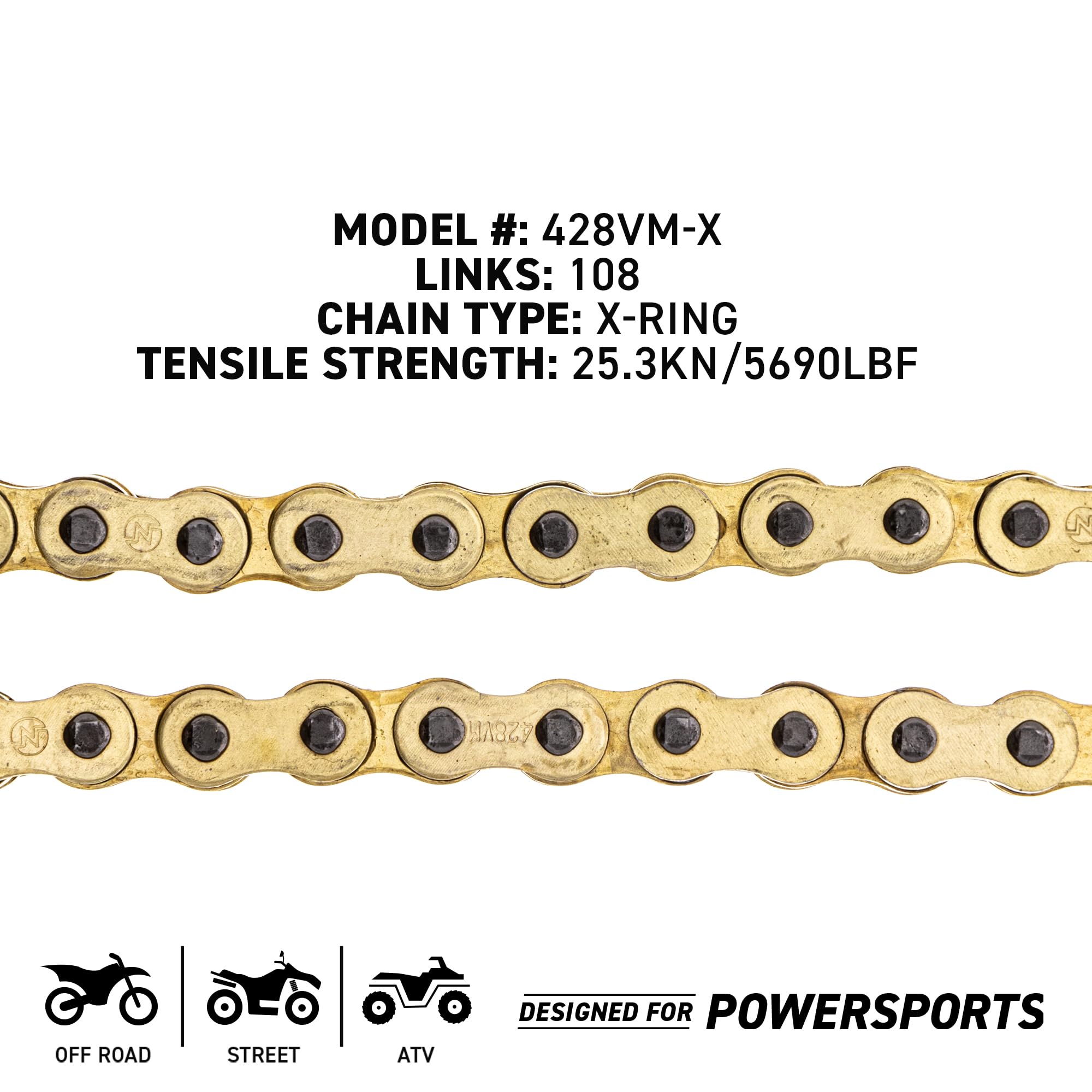 Niche Gold 428 X-Ring Chain 108 Links With Connecting Master Link