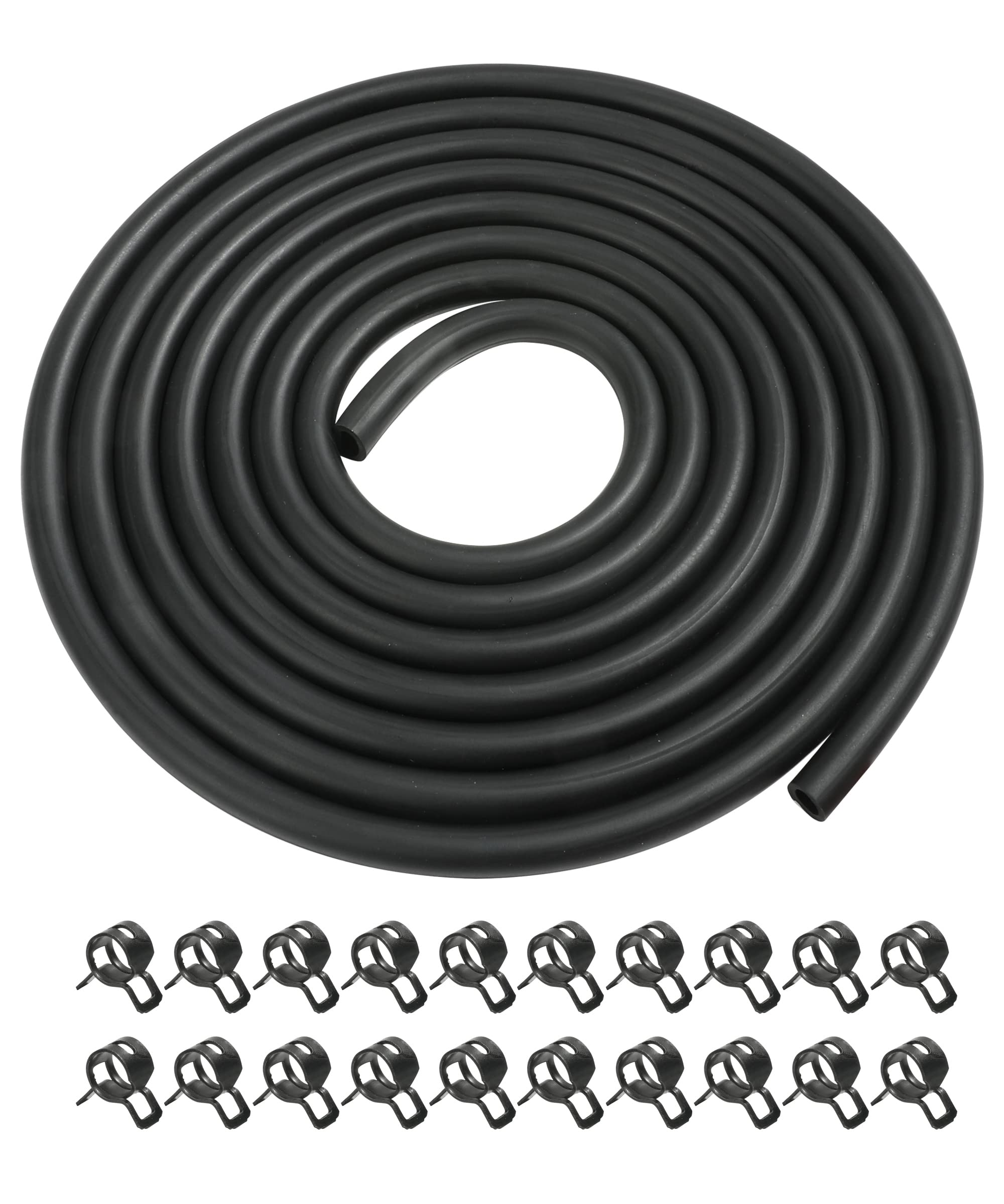 ESEWALAS 20pcs Fuel Line Kit,9.85 Feet 1/4 Inch ID Fuel Line Hose,2/5'' (11mm) ID Hose Clamps,Suitable For Motorcycle Small Engi