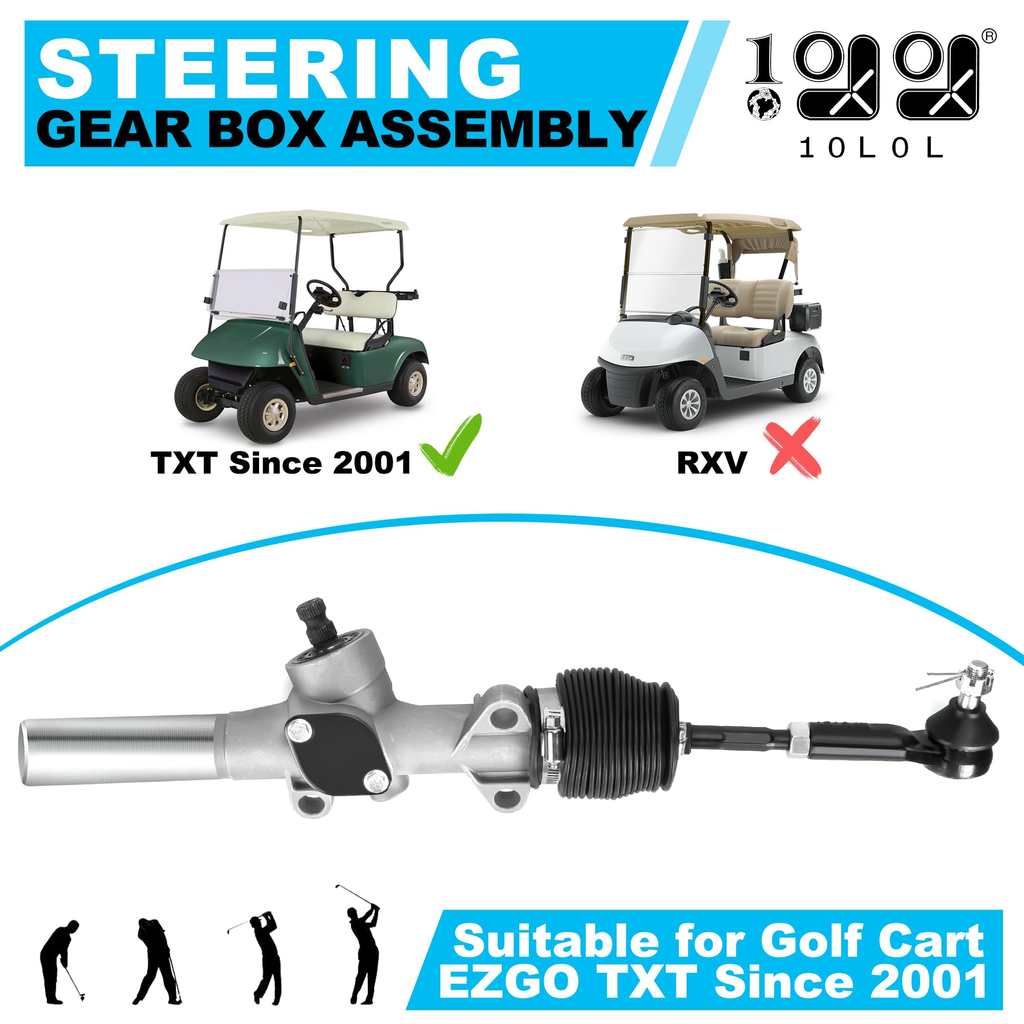 Golf Cart Steering Gear Box Assembly for Golf Cart EZGO TXT 2001 Up (Electric & Gas) Replaced Part 70964G01 70964-G01
