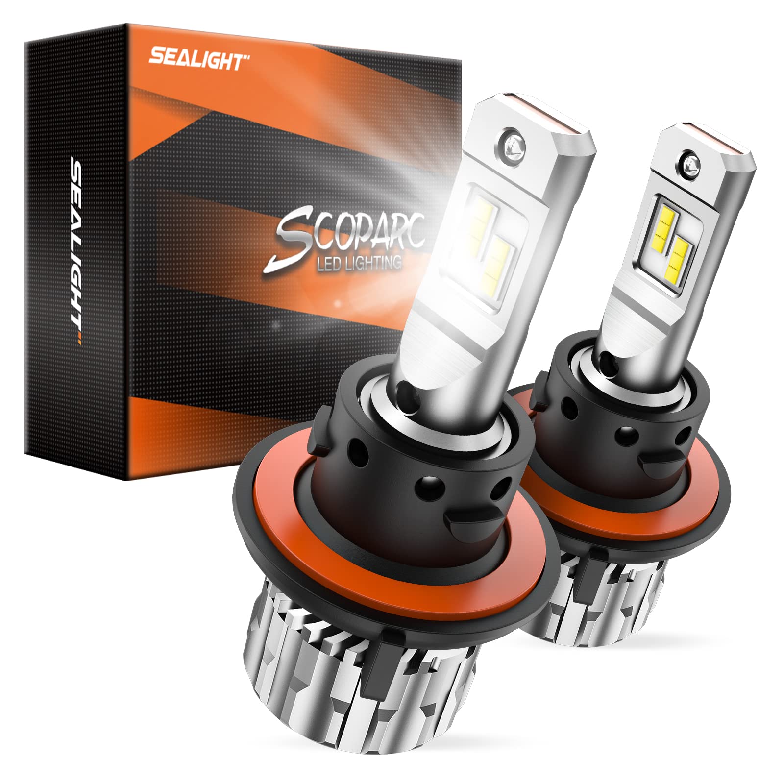 Sealight 9008 H13 Drving Light Bulb,36000Lm 800% Ultra-Bright H13 Off-Road Use Or Fog Light Bulbs, 6500K White 9008 Bulbs With 1