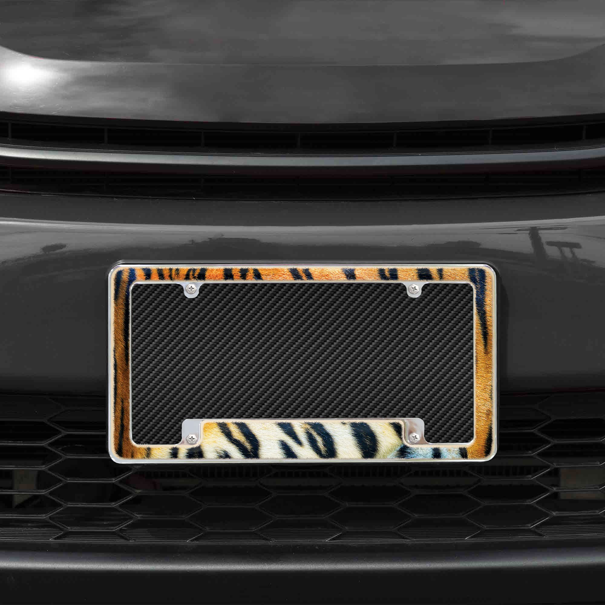 Rico Industries Tiger All Over Automotive License Plate Frame for Car/Truck/SUV (12 x 6)