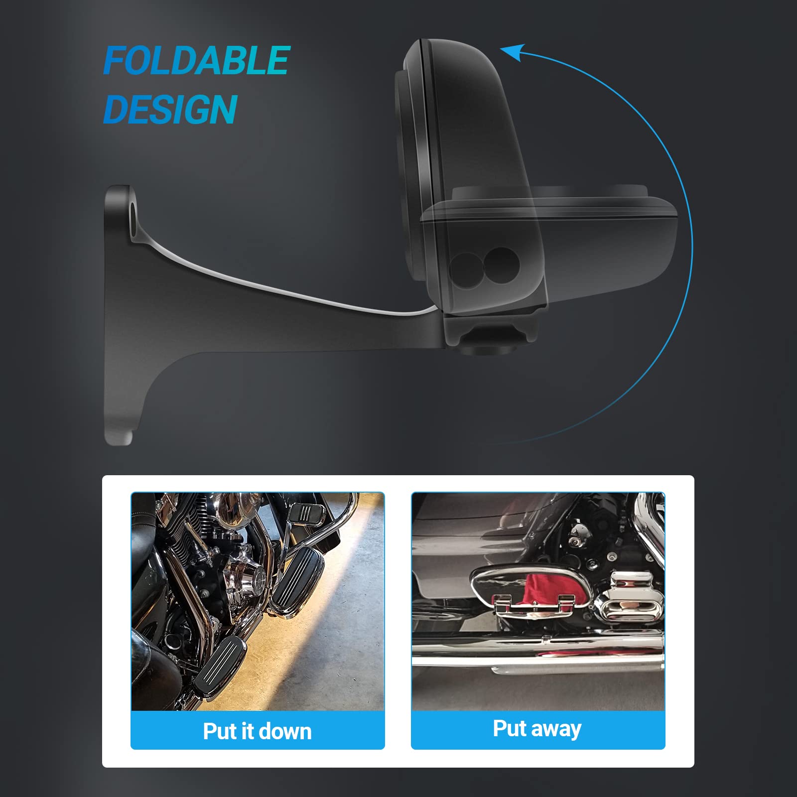 Motorcycle Passenger Floorboards - Black Streamline Footboards With Mount Bracket Kits Compatible With Street Glide Road King El