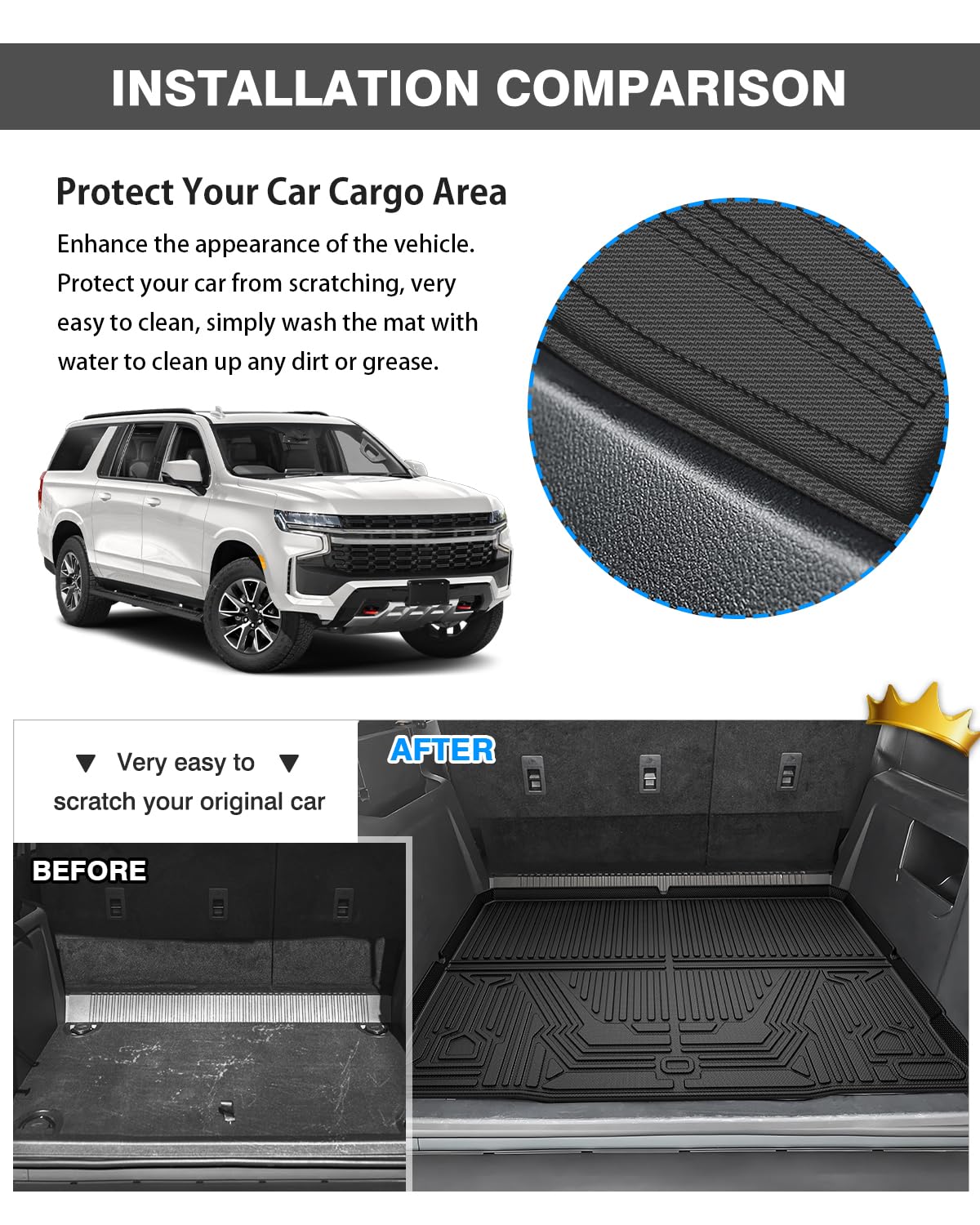 Powerty Floor Mats & Cargo Liner For 2021-2024 2025 Chevy Chevrolet Suburban/Gmc Yukon Xl 8 Seats Accessories Floor Mats 2 Row L