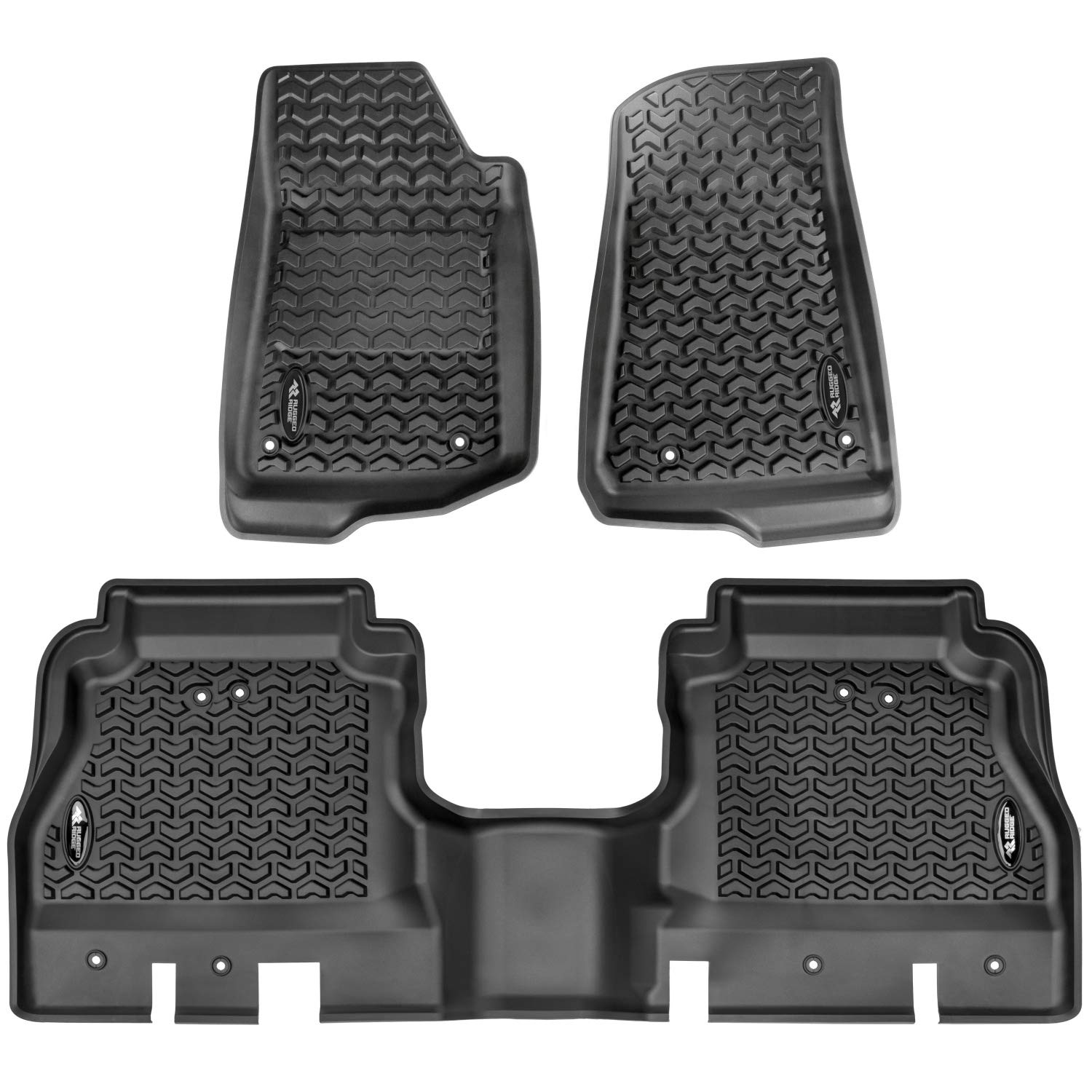 Rugged Ridge Floor Liner Set for Jeep Gladiator JT | Front & Rear, 4-Piece Set, All-Terrain, Black | 12987.44 | Fits 2020-2024 J