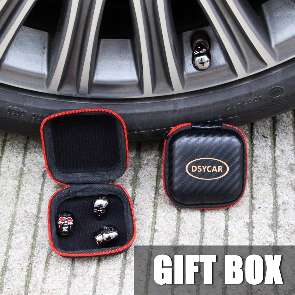 Dsycar Tire Caps 4 Pack Black Skull Style Valve Stem Caps Antirust Copper Core Truck Motorcycle Bike Car Tires Valve Stem Caps (Gun Grey)