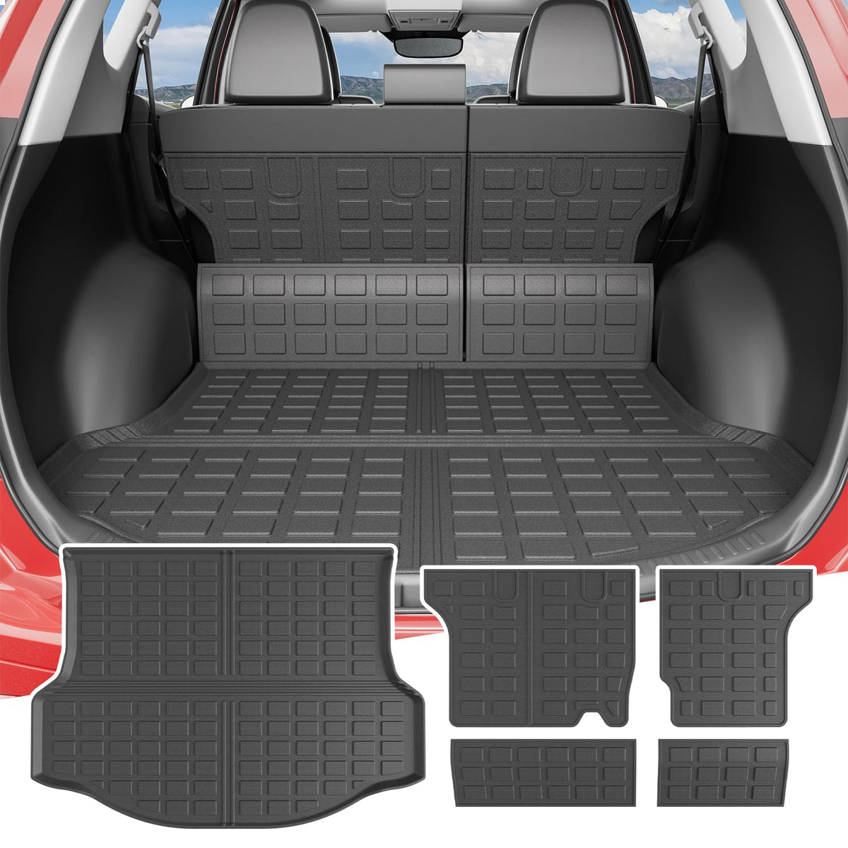 Xipoo Cargo Mat Compatible With 2013-2018 Toyota Rav4 Trunk Mat Backrest Trunk Liner Tpe Cargo Liner Replacement For 2013-2018 T