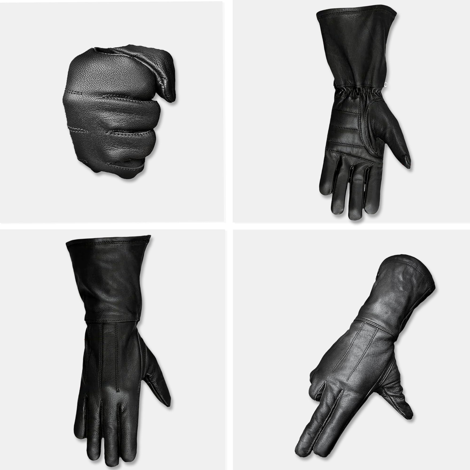 Hugger Windstopper Motorcycle Black Gauntlet Gloves Unlined Cold/Wind Resistant (Extra-Large)