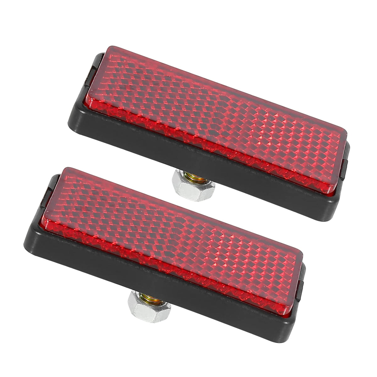 Motoforti Universal Motorcycle Bike Screw Mount, Reflective Warning Reflector, M5X0.8, 56Mm Length, Plastic, Red, 1 Pair