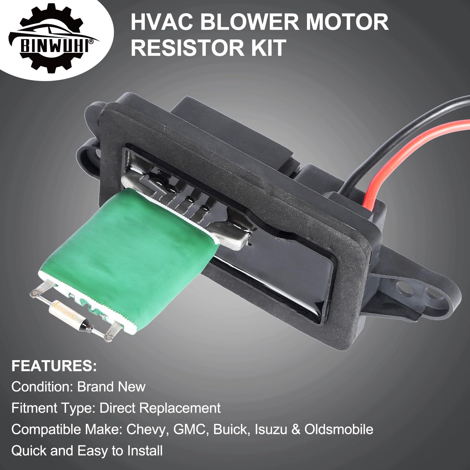 BINWUHI HVAC Fan Blower Motor Resistor Kit with Harness Compatible with The Following Models: 2002-2009 Chevy Trailblazer GMC En