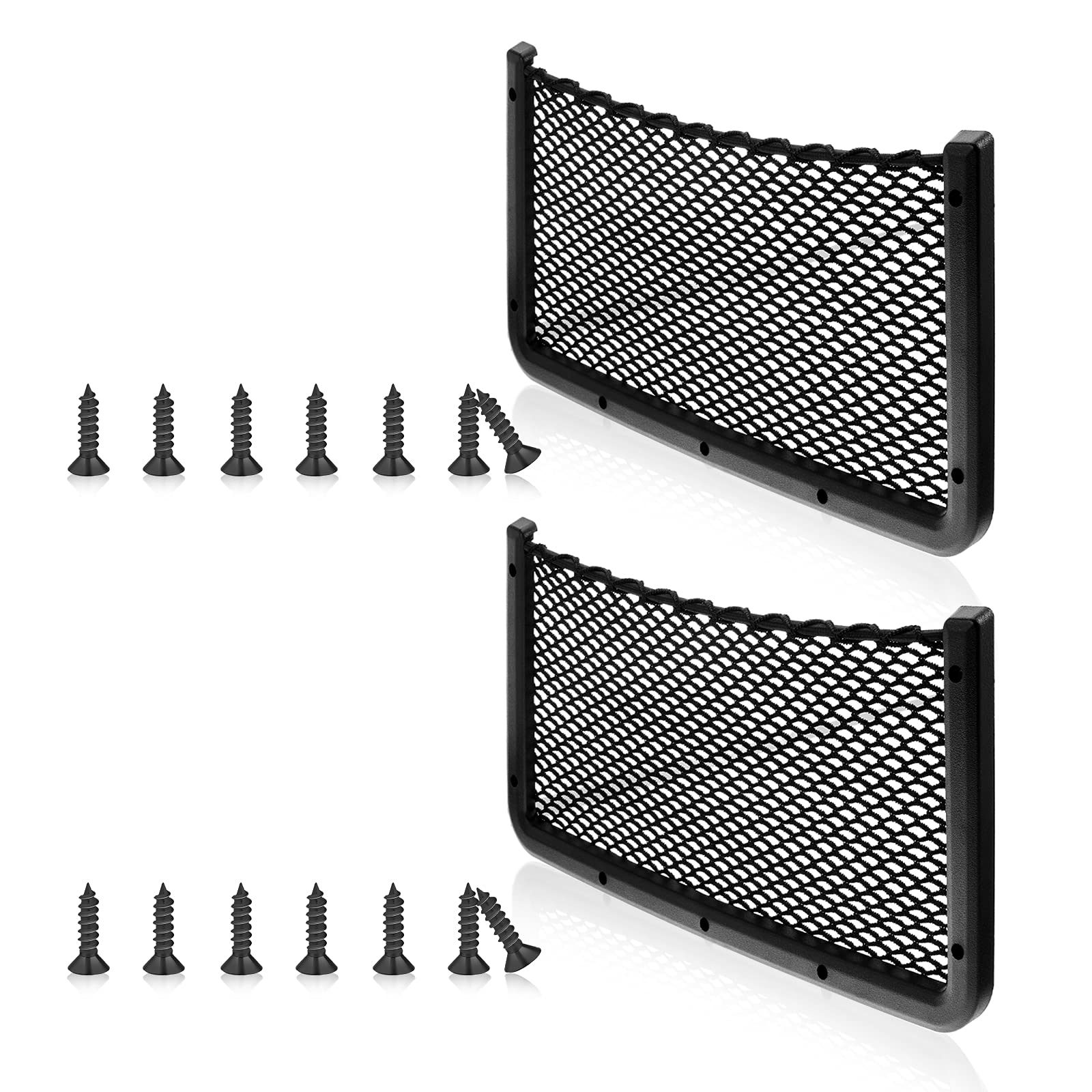 Frienda 4 Pcs Abs Plastic Frame Car Storage Net Bag Phone Car Mesh Net Holder Rv Storage Boat Cargo Pocket Organizer Framed Mesh