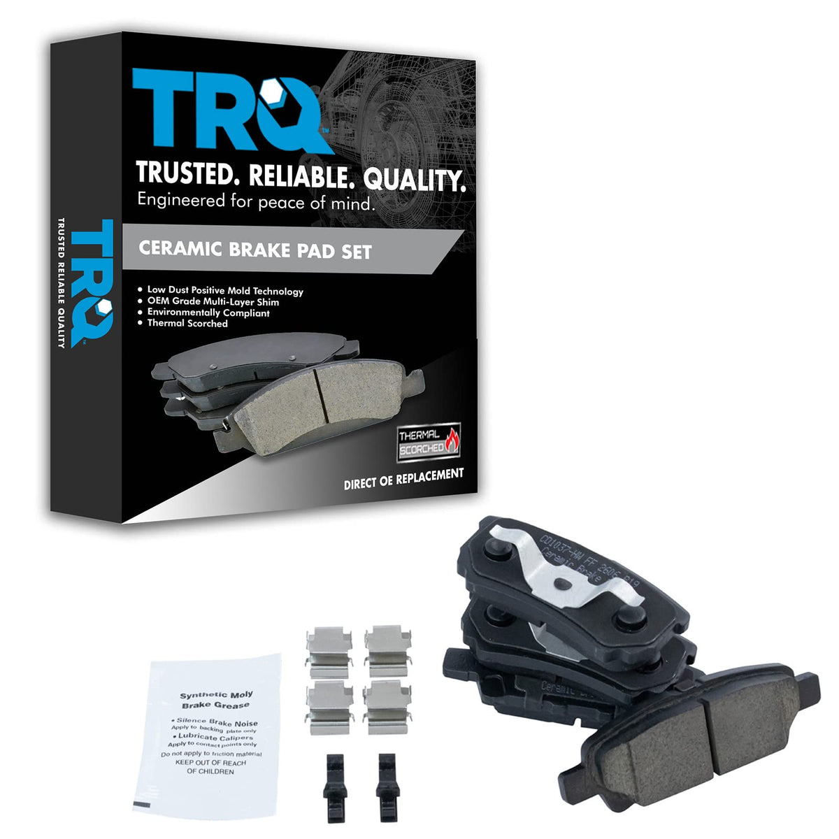TRQ Rear Brake Pads Ceramic Compatible with 2011-2014 Chrysler 200 2007-2010 Sebring 2008-2014 Dodge Avenger 2007-2012 Caliber 2