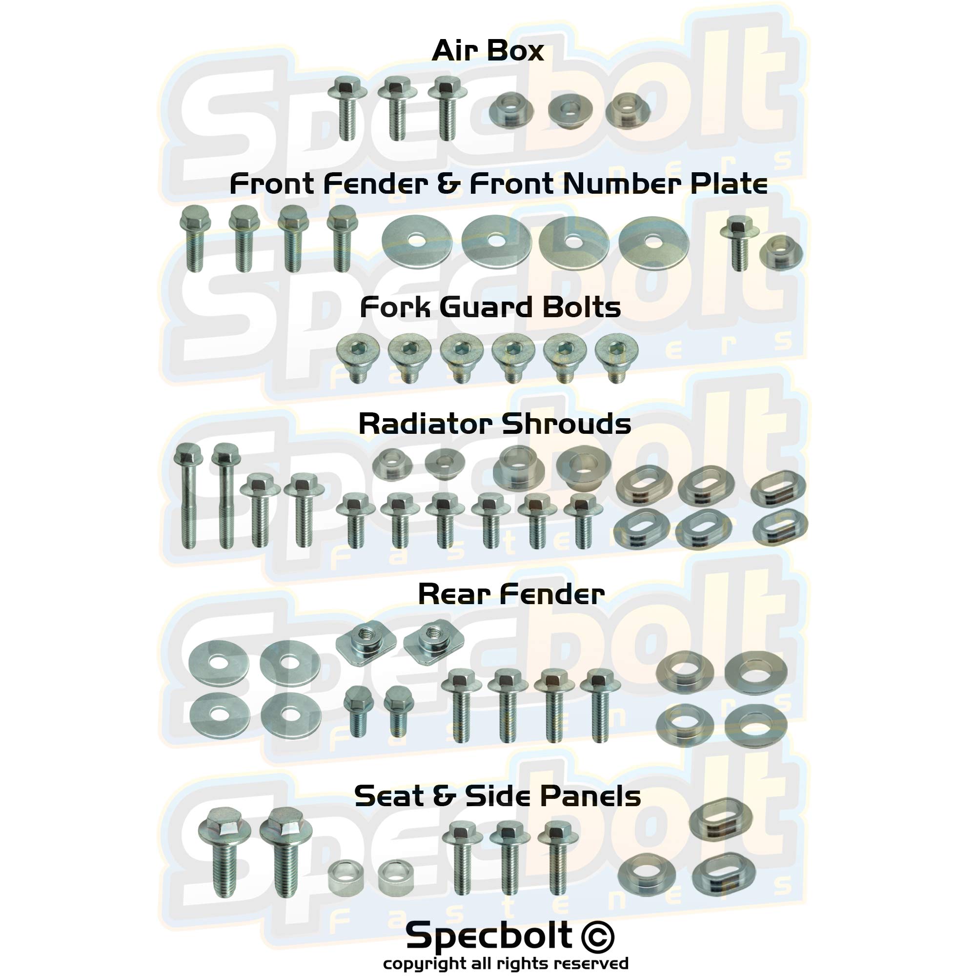 Specbolt Brand Full Plastics Fastener Kit Fits Yamaha: Yz250F / Yz450F (2014-2016) #1416