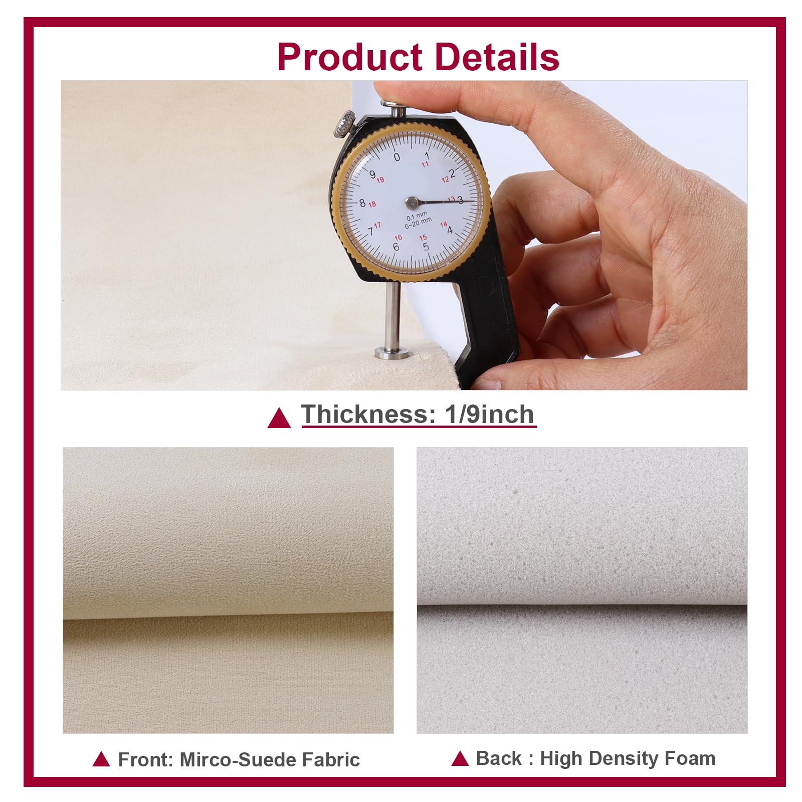 Car Elements Suede Headliner Fabric 60'' W  120'' L With Foam Backing Auto Suede Headliner Material Car Roof Upholstery Fabric F