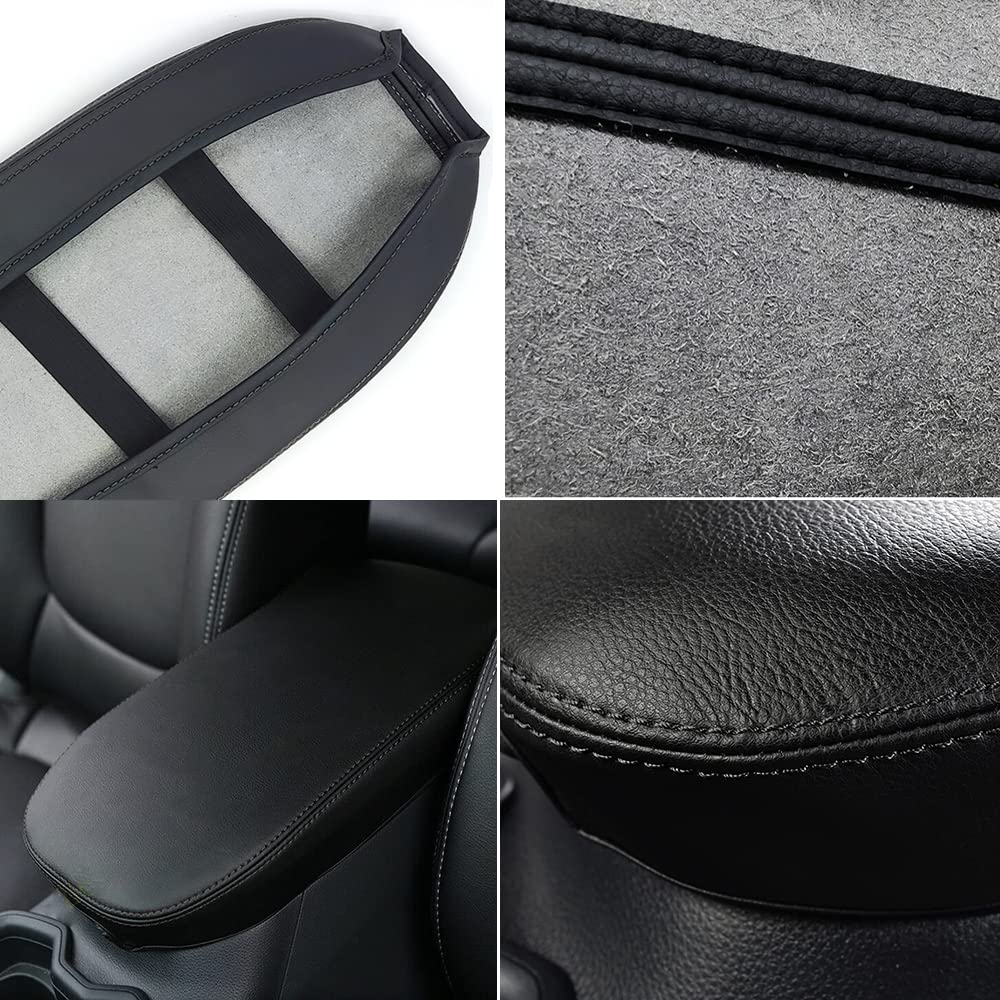 Auprite Center Console Armrest Cover For Toyota Rav4 2019-2023 2024, Auto Armrest Protector Organizer Pad For Rav4 Interior Accessories (Black With Black Stitches)