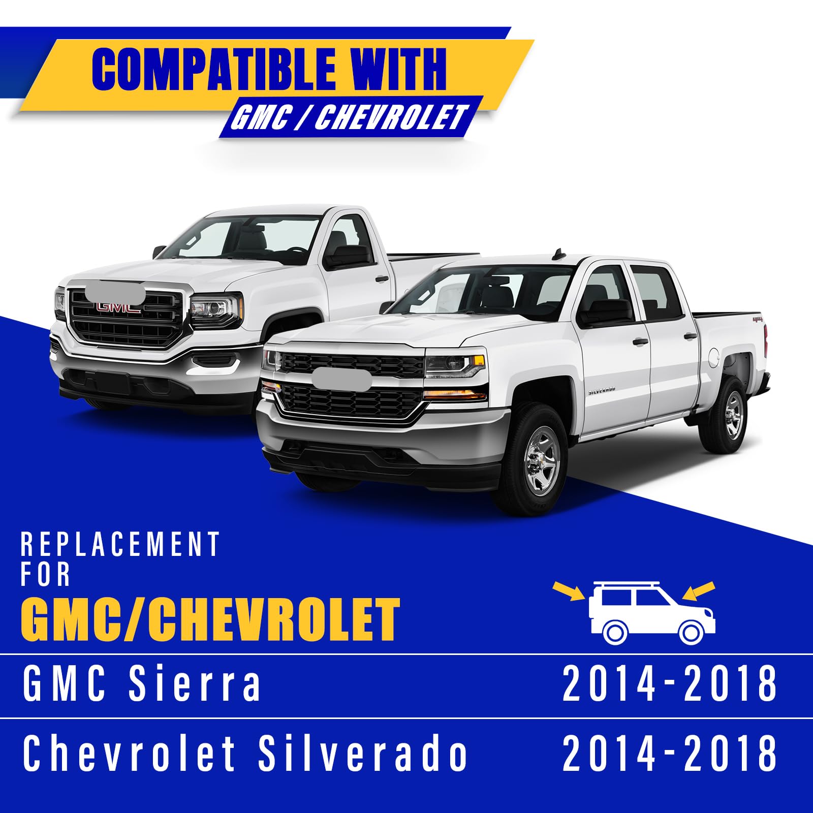 2 Wipers Factory Replacement For 2014-2018 Chevy Chevrolet Silverado Gmc Sierra Original Equipment Replacement Front Wiper Blades - 22'/22' (Set Of 2) Top Lock