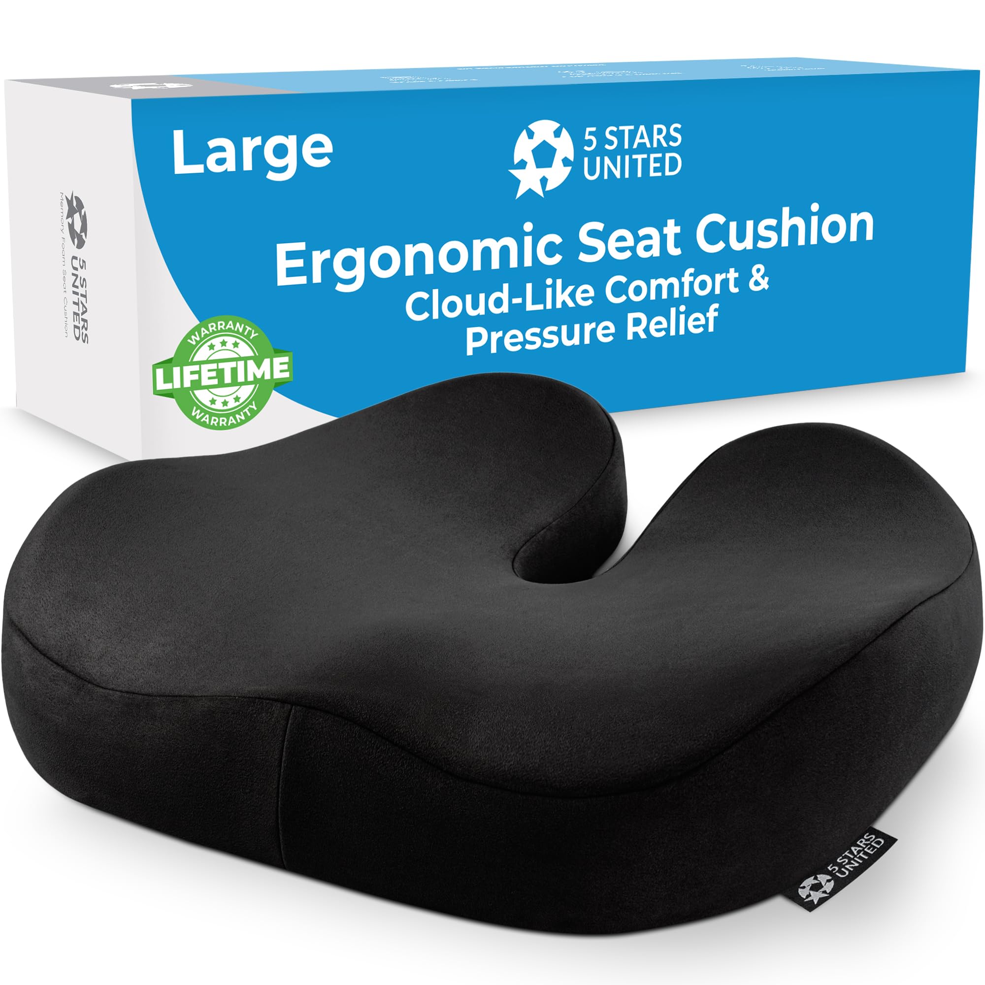 Seat Cushion For Office Chair - Tailbone Pressure Relief Cushion - Coccyx, Lower Back, Hip, Butt, Sciatica Pain Relief Pillow -