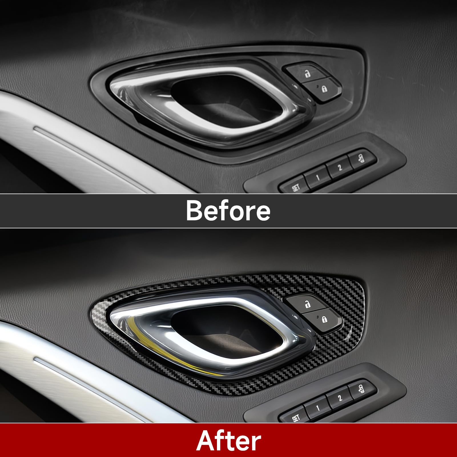 Car ABS Carbon Fiber Decal Door Handle Sticker Interior Trim Cover for Chevrolet Camaro 2016 2017 2018 2019 2020 2021 2022 2023