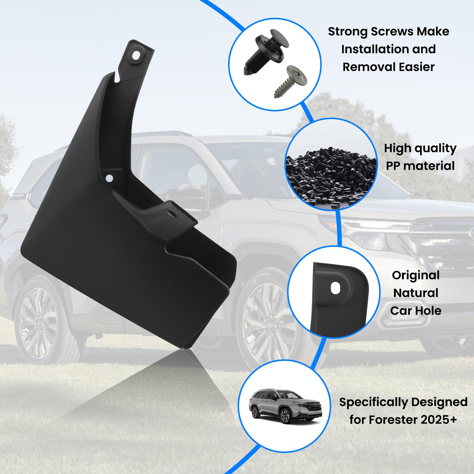 TECHPICCO Mud Flaps Fit for Subaru Forester 2025+, Mud Guards 4pcs Fender Guards Compatible with Subaru Forester Accessories 202