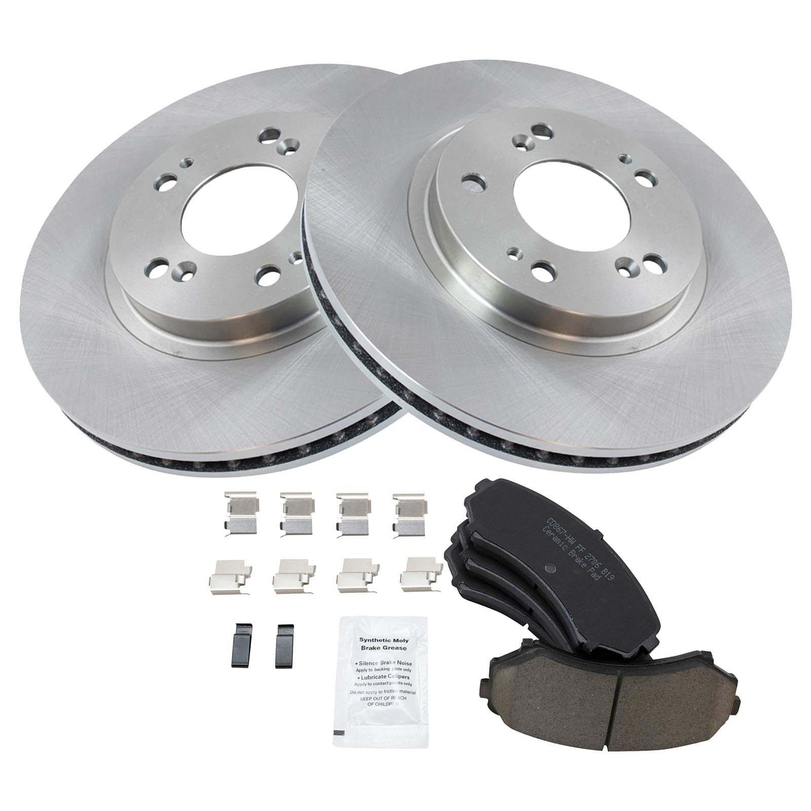 Trq Front Brake Pad & Rotor Kit Brake Pads Brake Rotor Ceramic Compatible With 2004-2011 Mitsubishi Endeavor