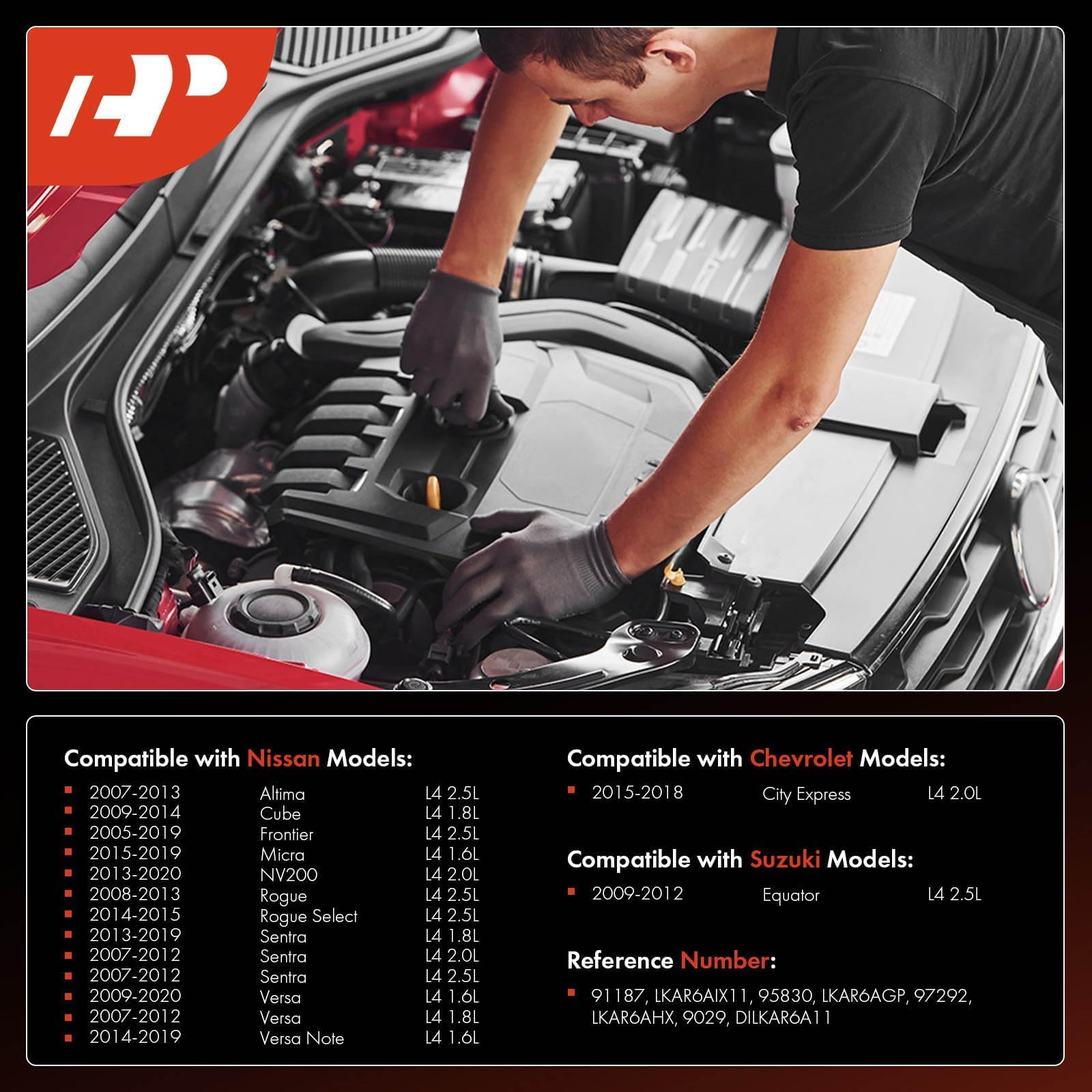 A-Premium Iridium Platinum Spark Plugs Compatible with Nissan Altima 2007-2013, Rogue, Rogue Select, Sentra, Versa, Versa Note,