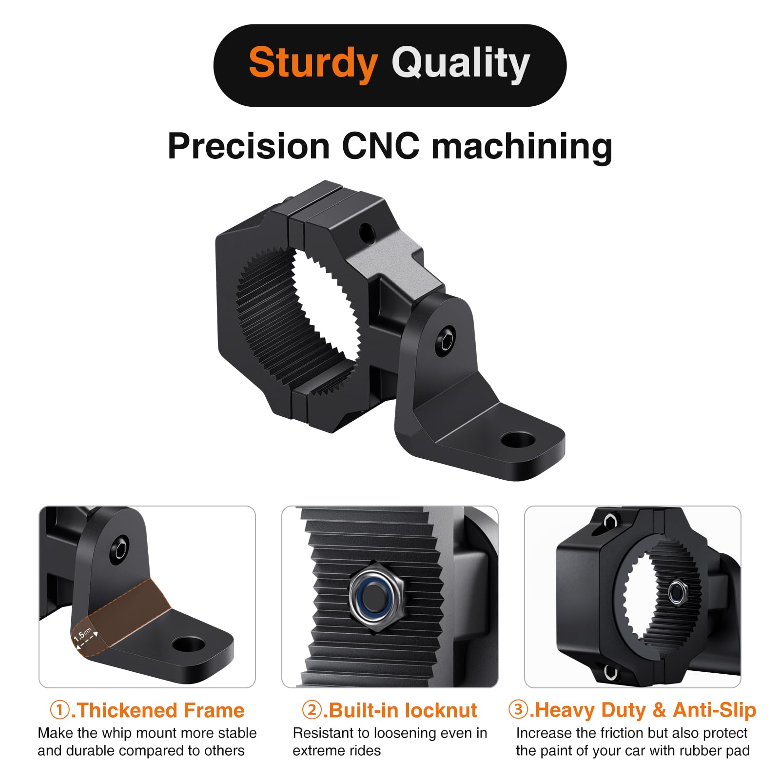 Ehaho 2 Pack Utv Whip Mount, Heavy Duty Utv Flag Mount, Adjustable Whip Light Mounting Bracket, For Light Bar, Antenna, Compatible With 1' To 2' Roll Cage Of Utv Atv Polaris Rzr Sxs Can Am