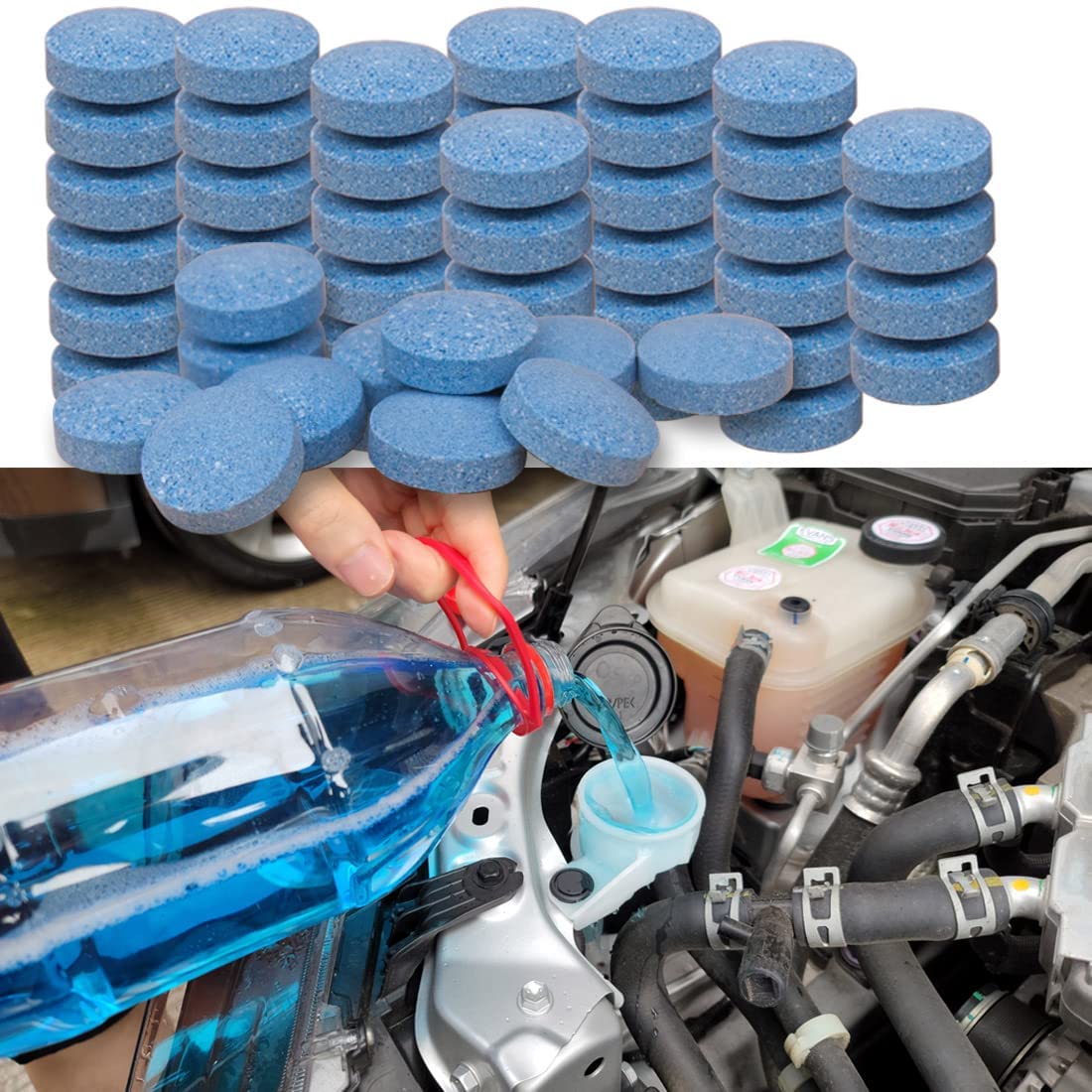 100 Pieces Car Windshield Washer Fluid Concentrated Clean Tablets,New Formula Windshield Wiper Fluid Solid Effervescent Tablet.R