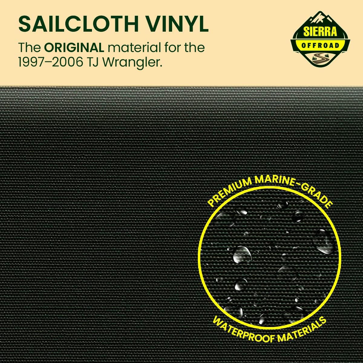 Sierra Offroad Soft Top For 1997 To 2006 Jeep Wrangler Tj - Black, Sailcloth Vinyl - 2 Door Jeep Soft Top With Rear Plastic Tint